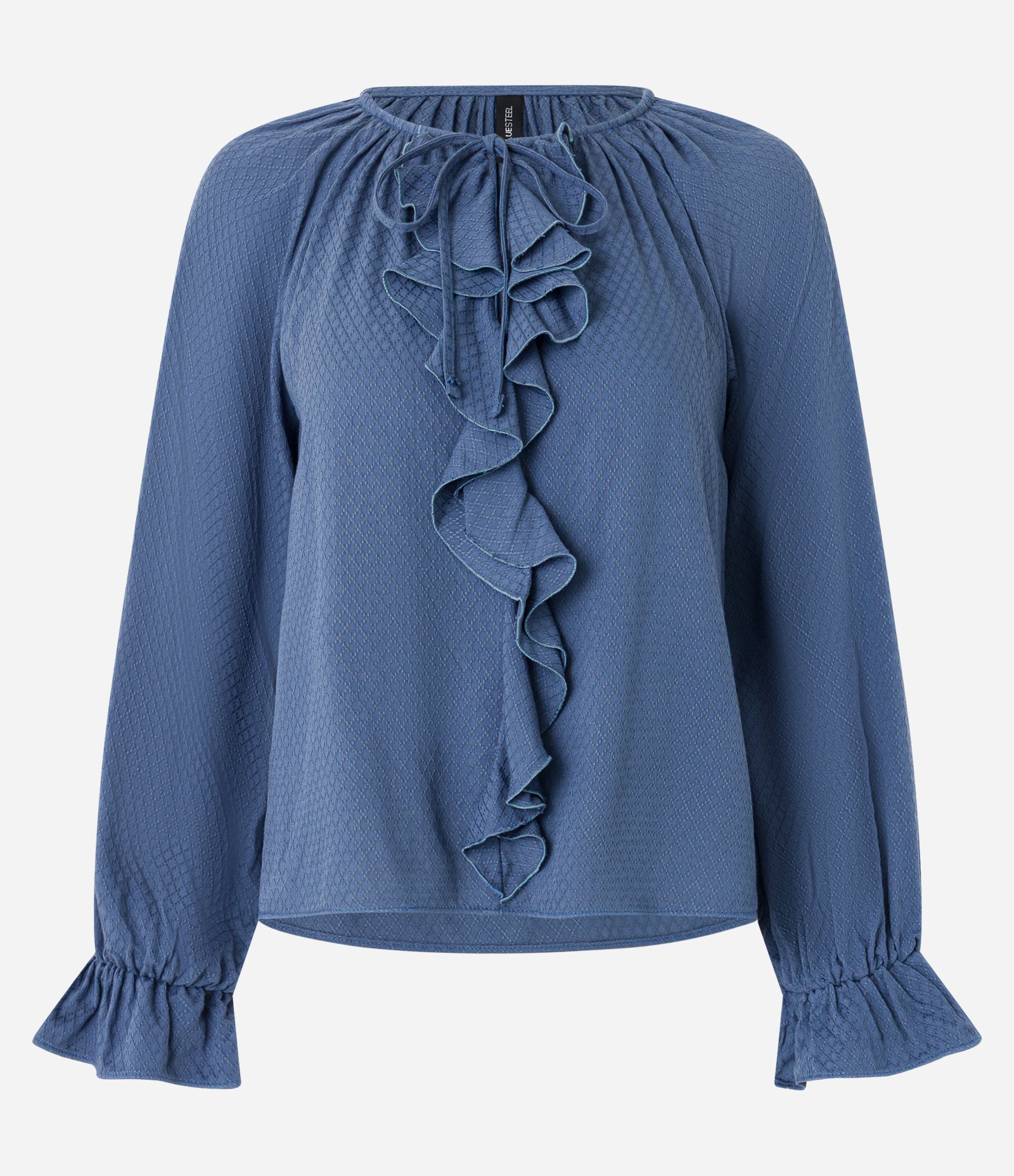 Blusa em Viscose Twill e Babados Frontais Azul 5