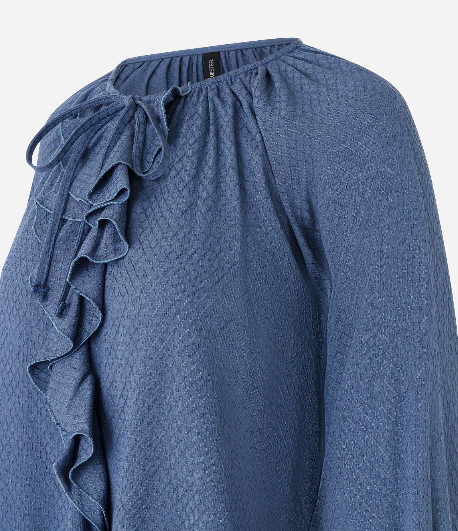 Blusa em Viscose Twill e Babados Frontais Azul 6