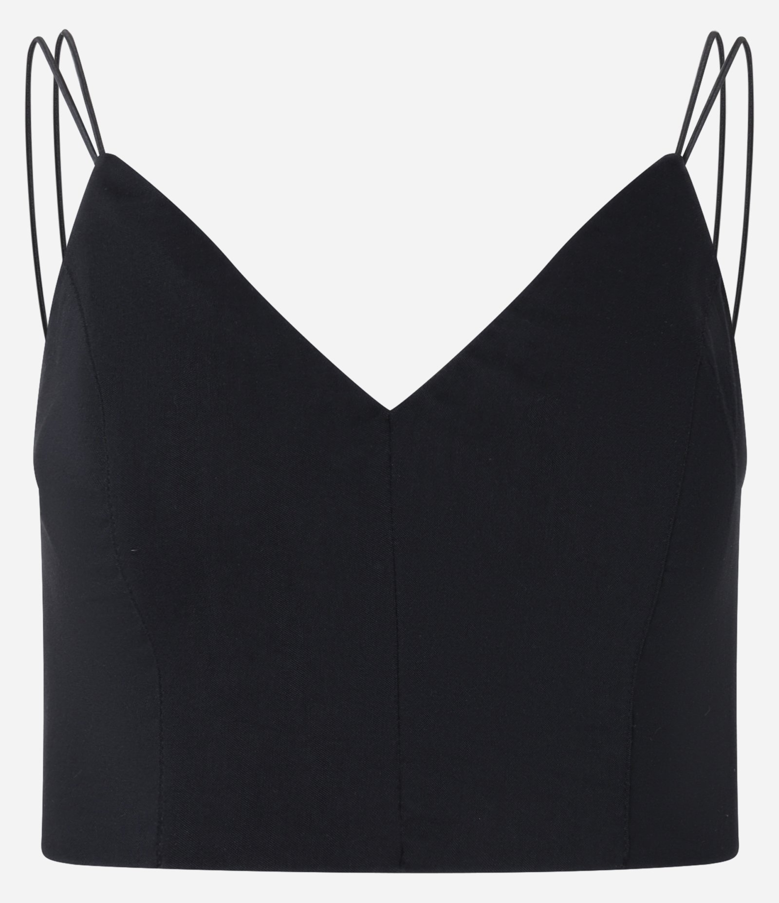Blusa Cropped em Bengaline com Alça Dupla Preto 4