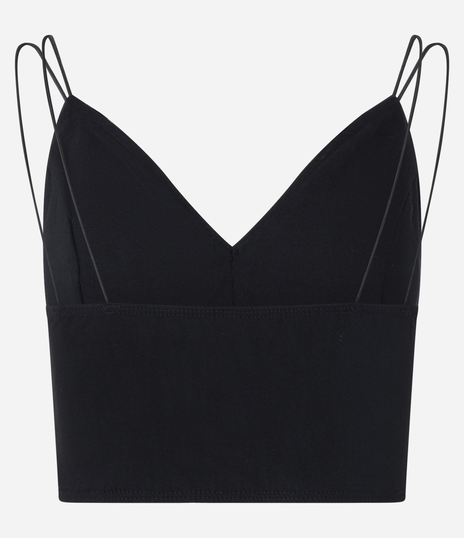 Blusa Cropped em Bengaline com Alça Dupla Preto 5