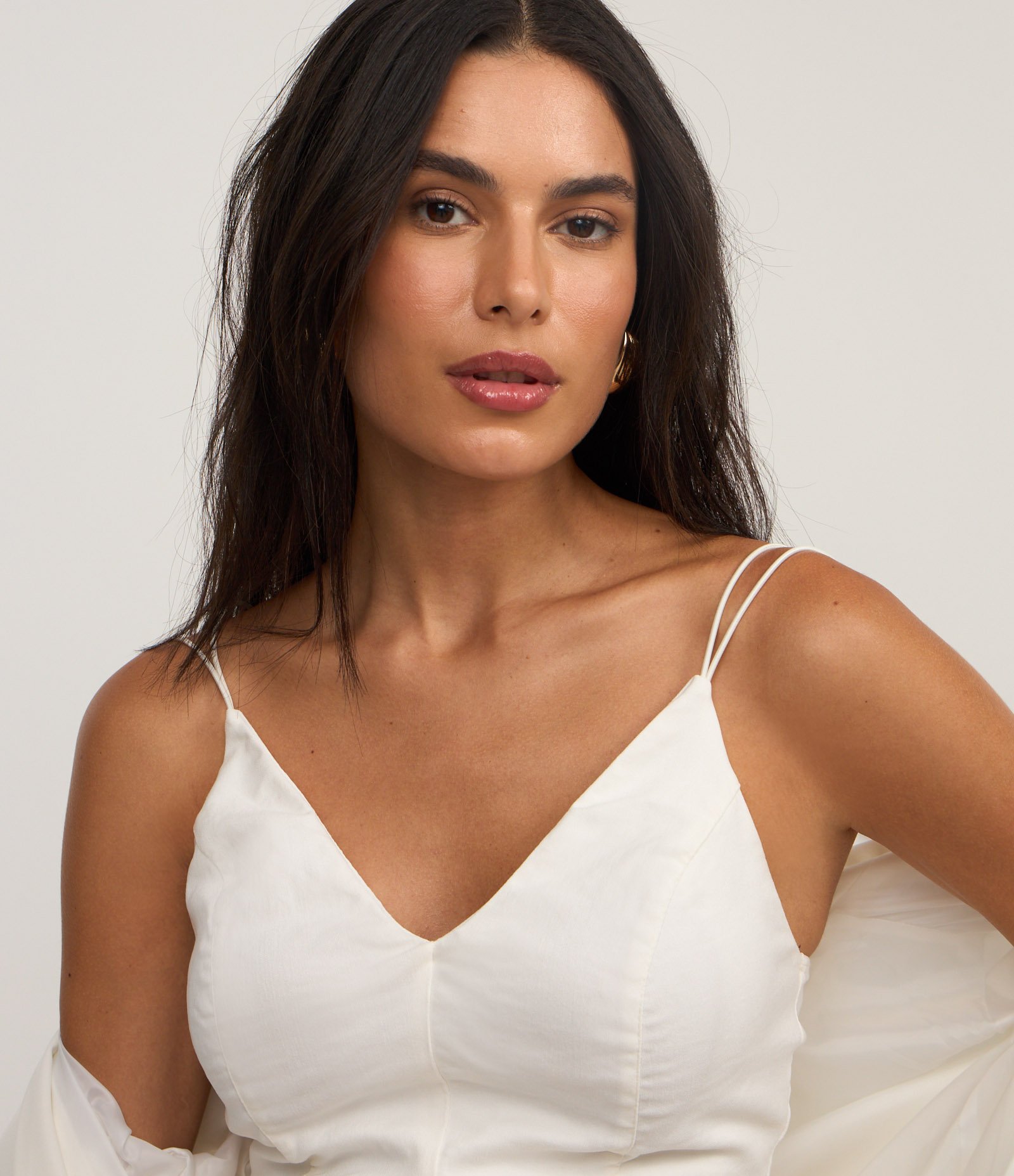 Blusa Cropped em Bengaline com Alça Dupla Branco 3