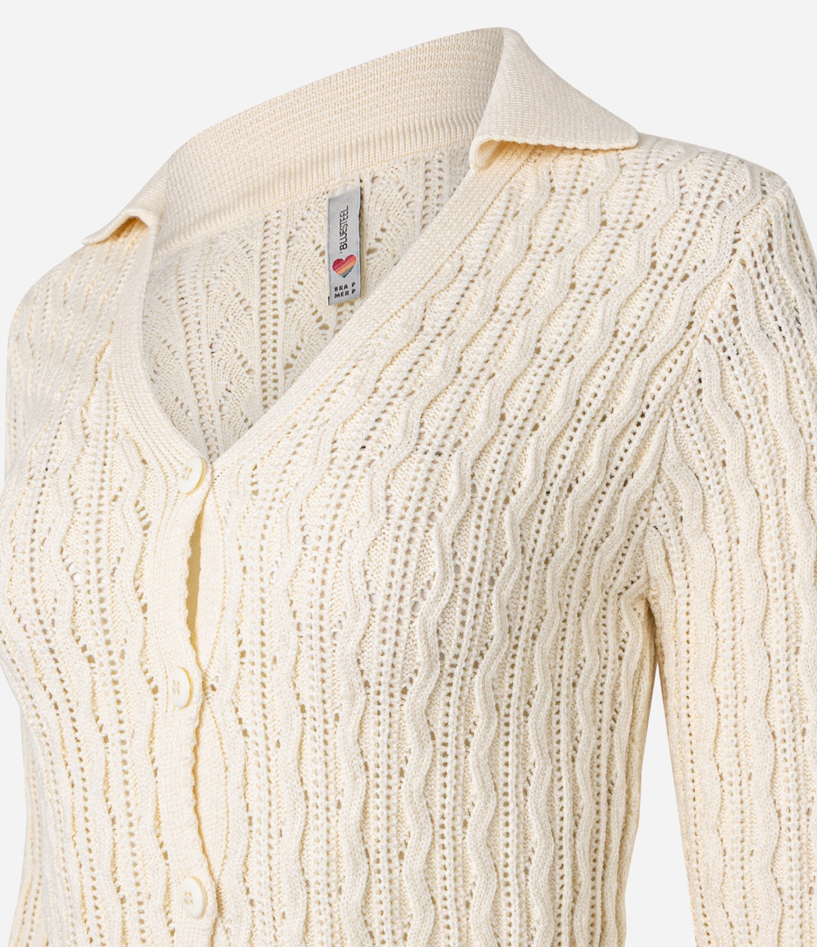 Blusa em Tricô com Gola Polo e Textura Bege 6