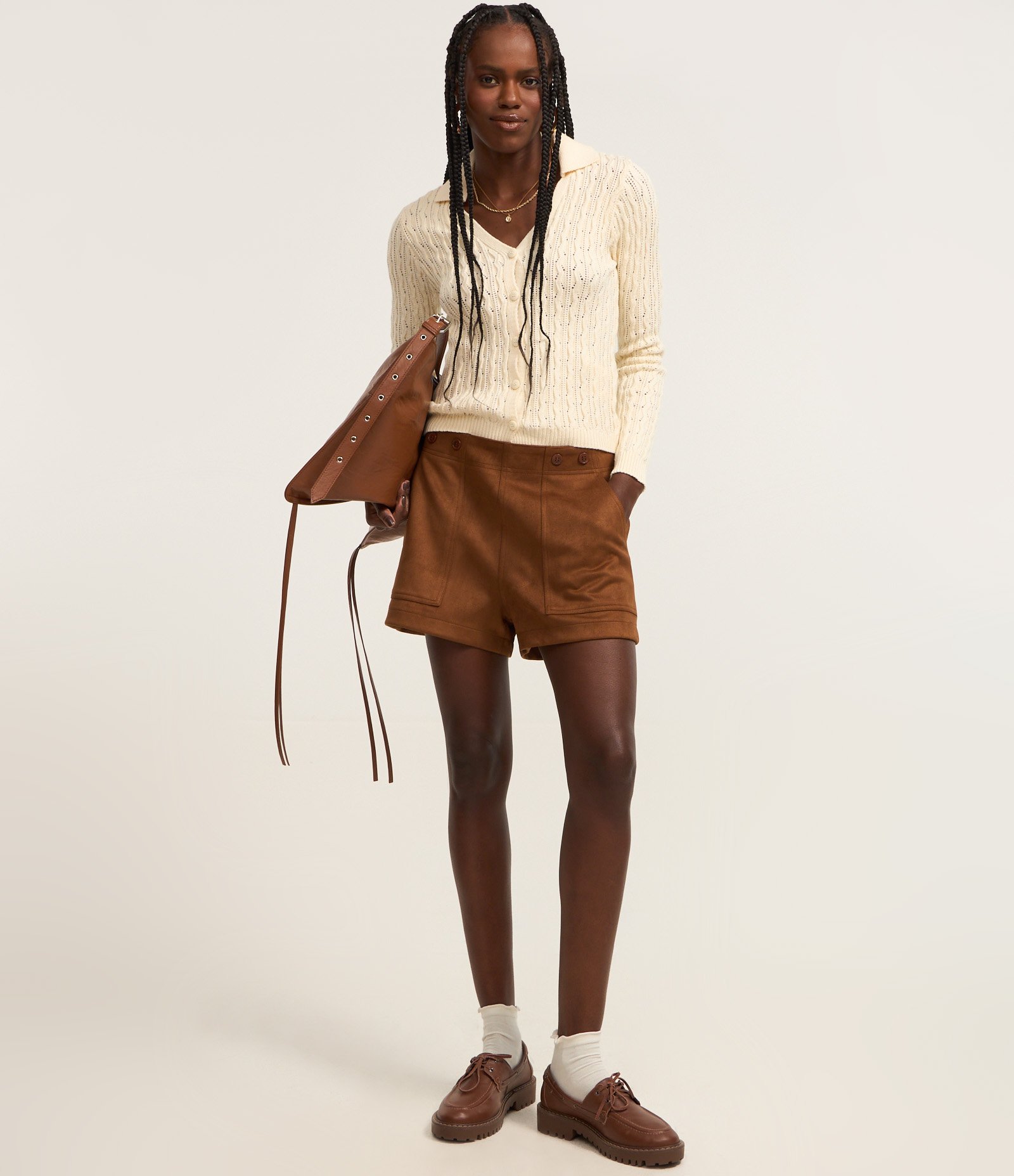 Blusa em Tricô com Gola Polo e Textura Bege 2