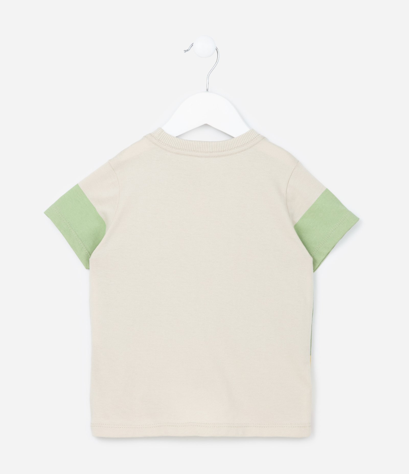 Camiseta Infantil com Estampa Bloco de Cores - Tam 1 a 6 Anos Bege/Verde/Amarelo 2