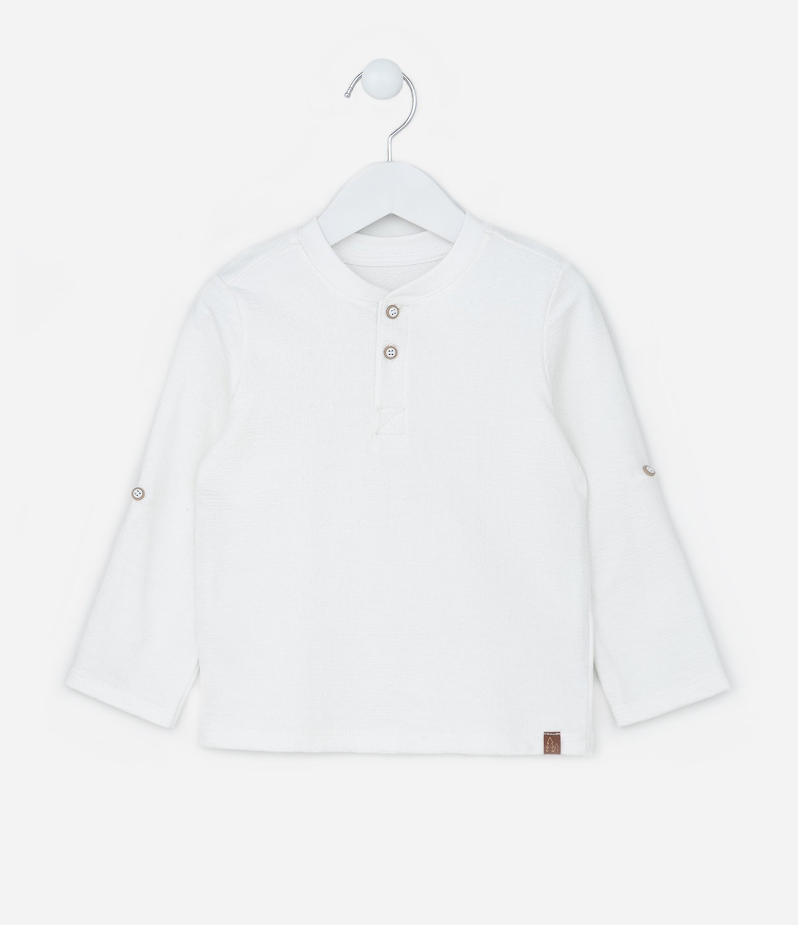 Camiseta Infantil com Gola Henley e Botões - Tam 1 a 6 Anos Branco 1