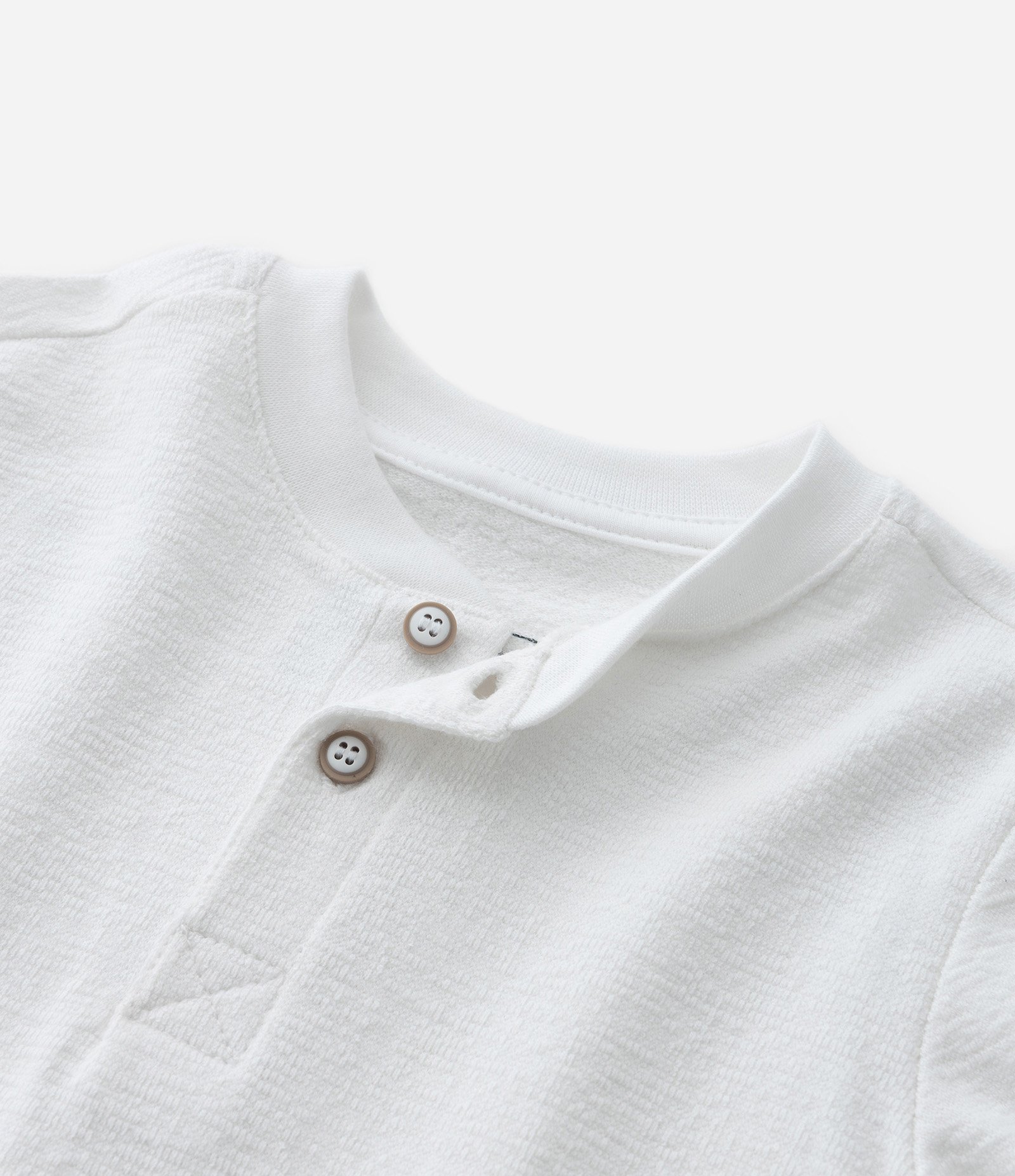 Camiseta Infantil com Gola Henley e Botões - Tam 1 a 6 Anos Branco 5