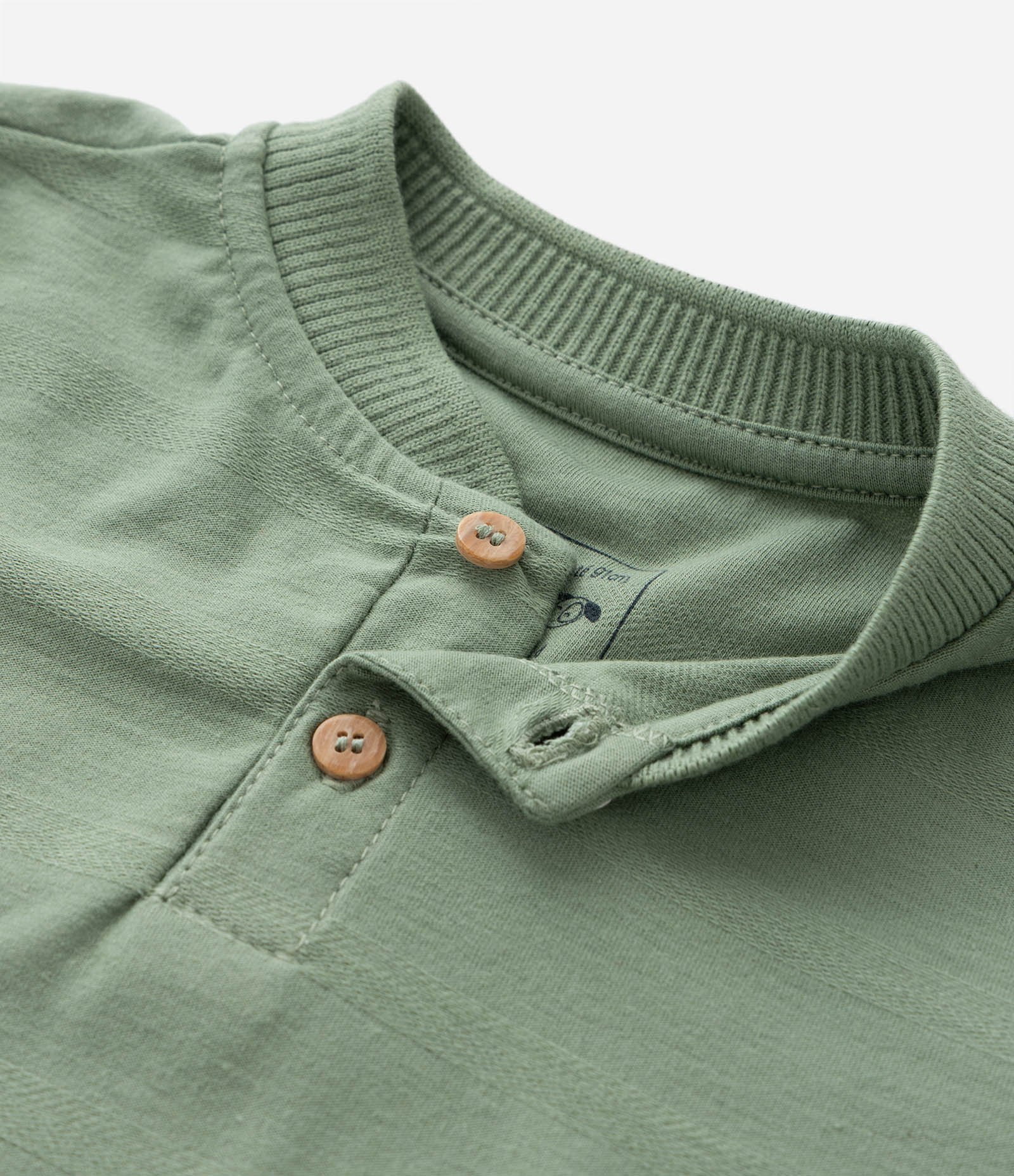 Camiseta Infantil Texturizada com Gola Henley - Tam 1 a 6 Anos Verde 6