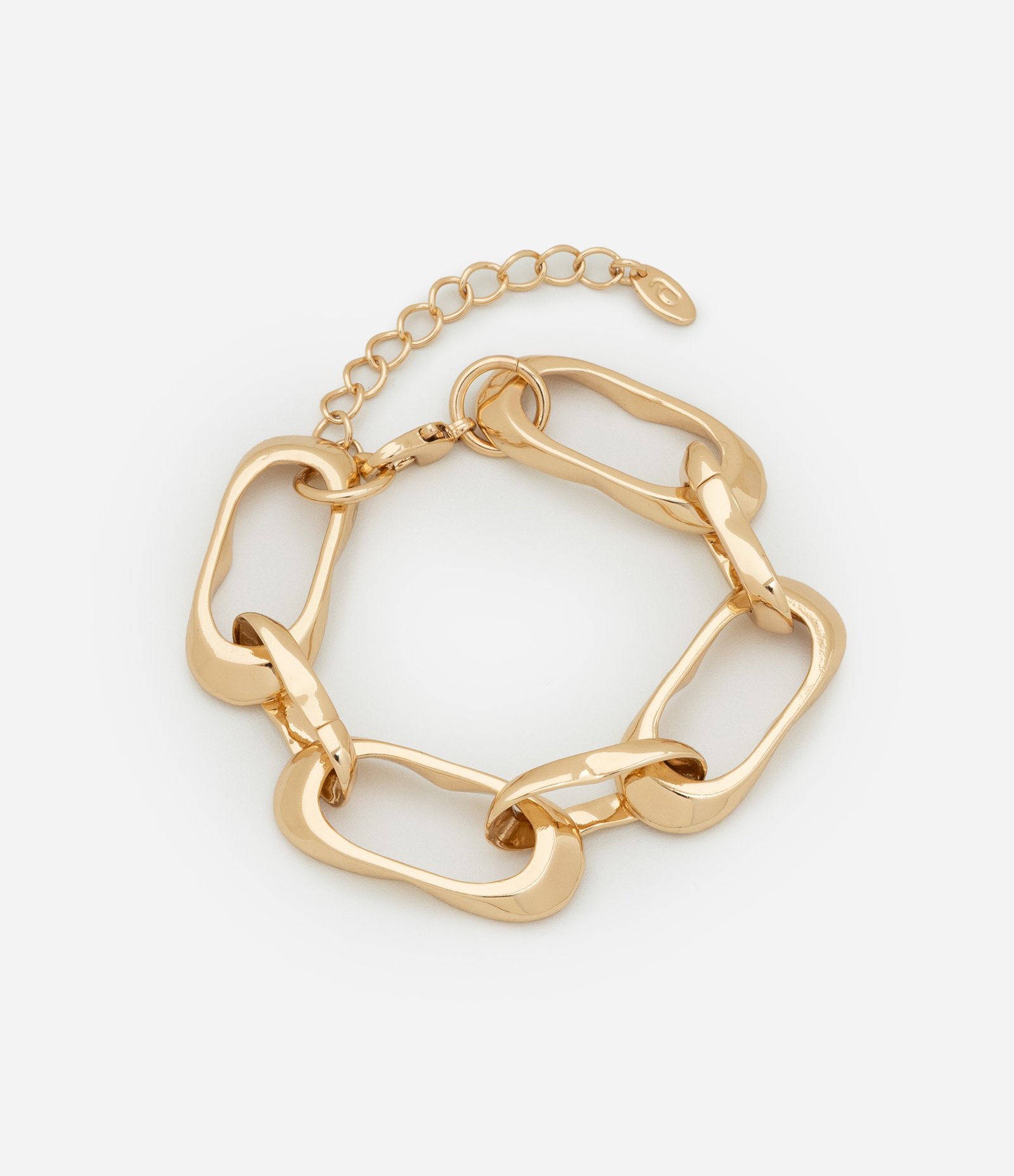Pulseira de Metal com Elos Orgânicos Dourado 1
