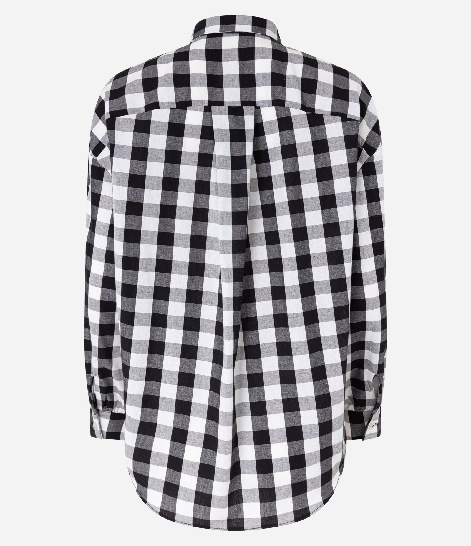 Camisa Alongada em Algodão Xadrez com Abotoamento Preto/Branco 6