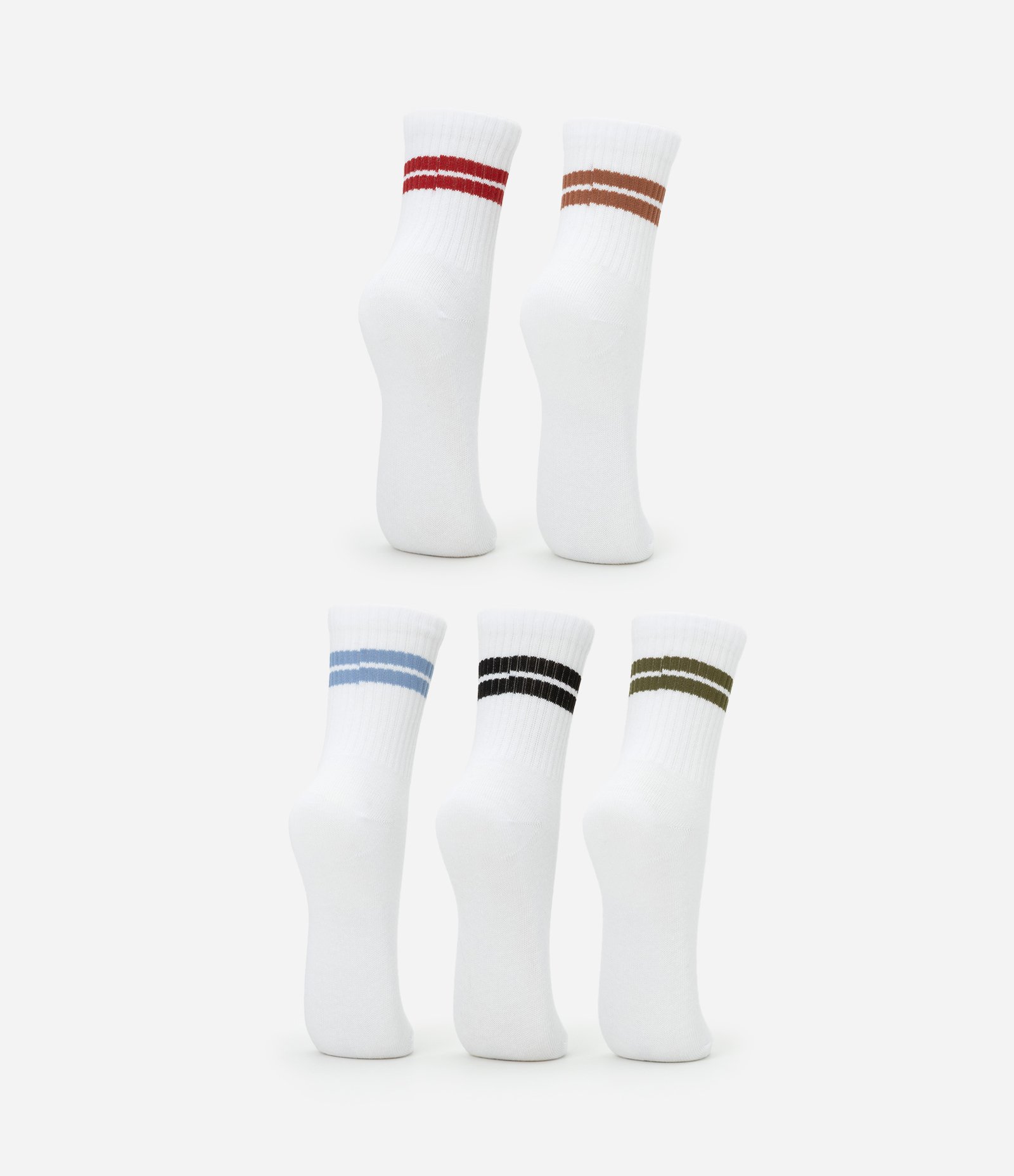 Kit 05 Meias Infantis Cano Alto com Listras - Tam 23 a 39 Verde/Preto/Azul/Marrom/Vermelho 3