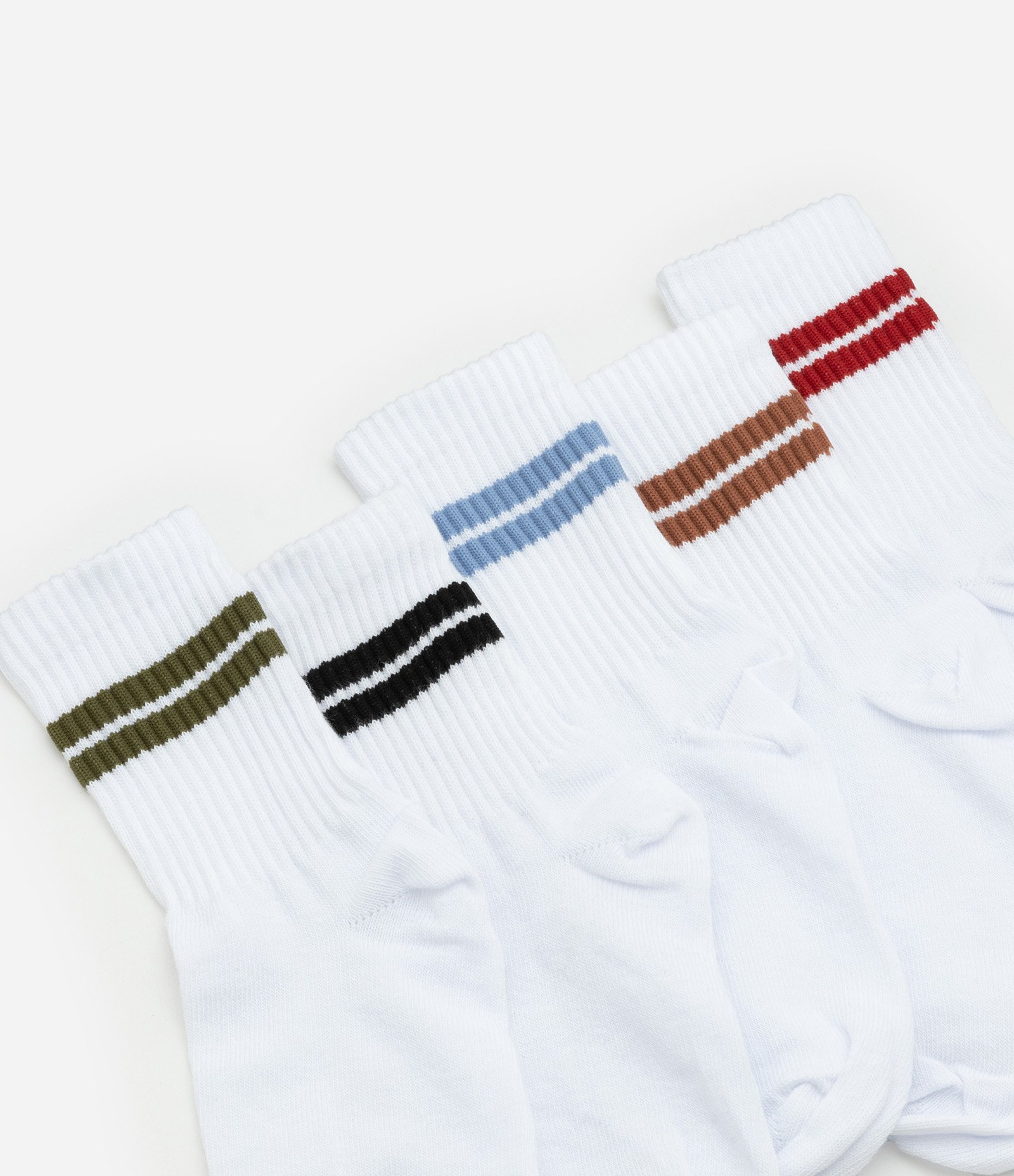Kit 05 Meias Infantis Cano Alto com Listras - Tam 23 a 39 Verde/Preto/Azul/Marrom/Vermelho 4