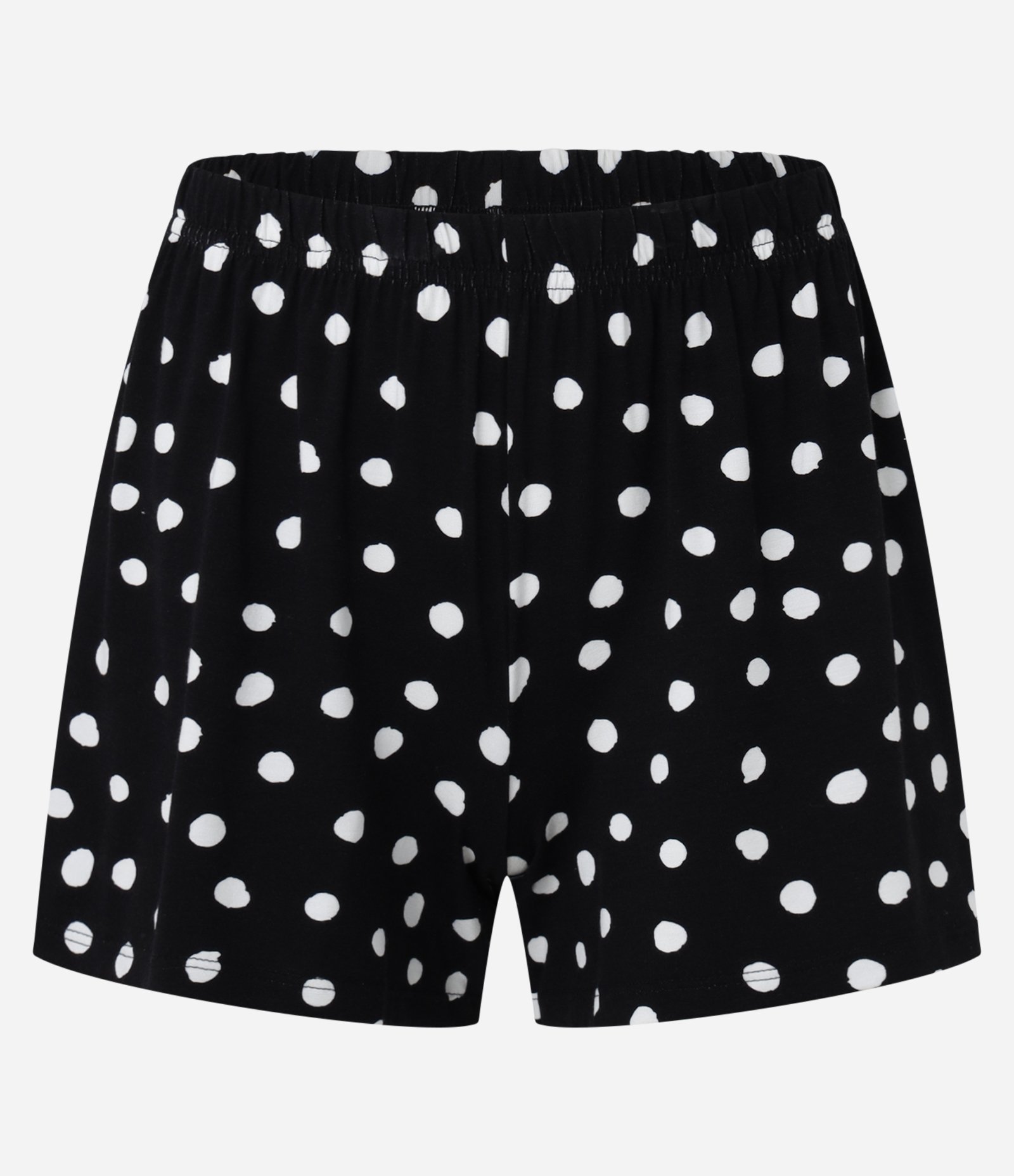 Pijama Short Doll em Ribana com Botões e Short Poá Preto 7