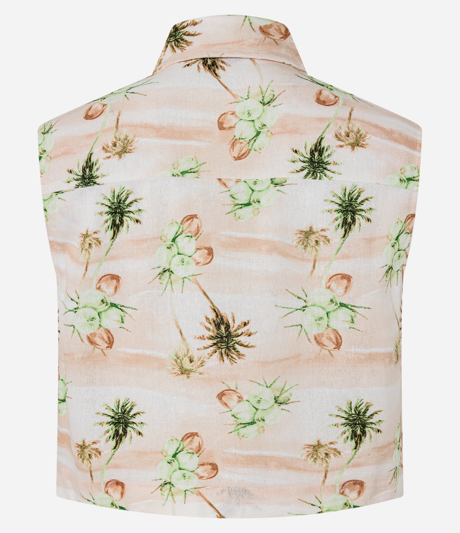 Blusa Colete em Viscose e Linho e Estampa de Coqueiros Bege 7