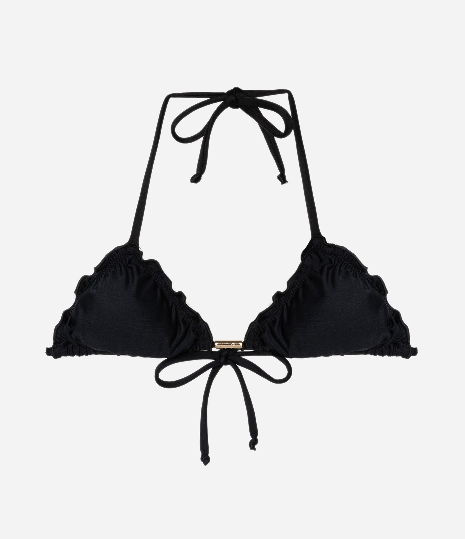 Biquíni Top Cortininha em Microfibra com Borda Frufru e Aviamento Metalizado Preto 1
