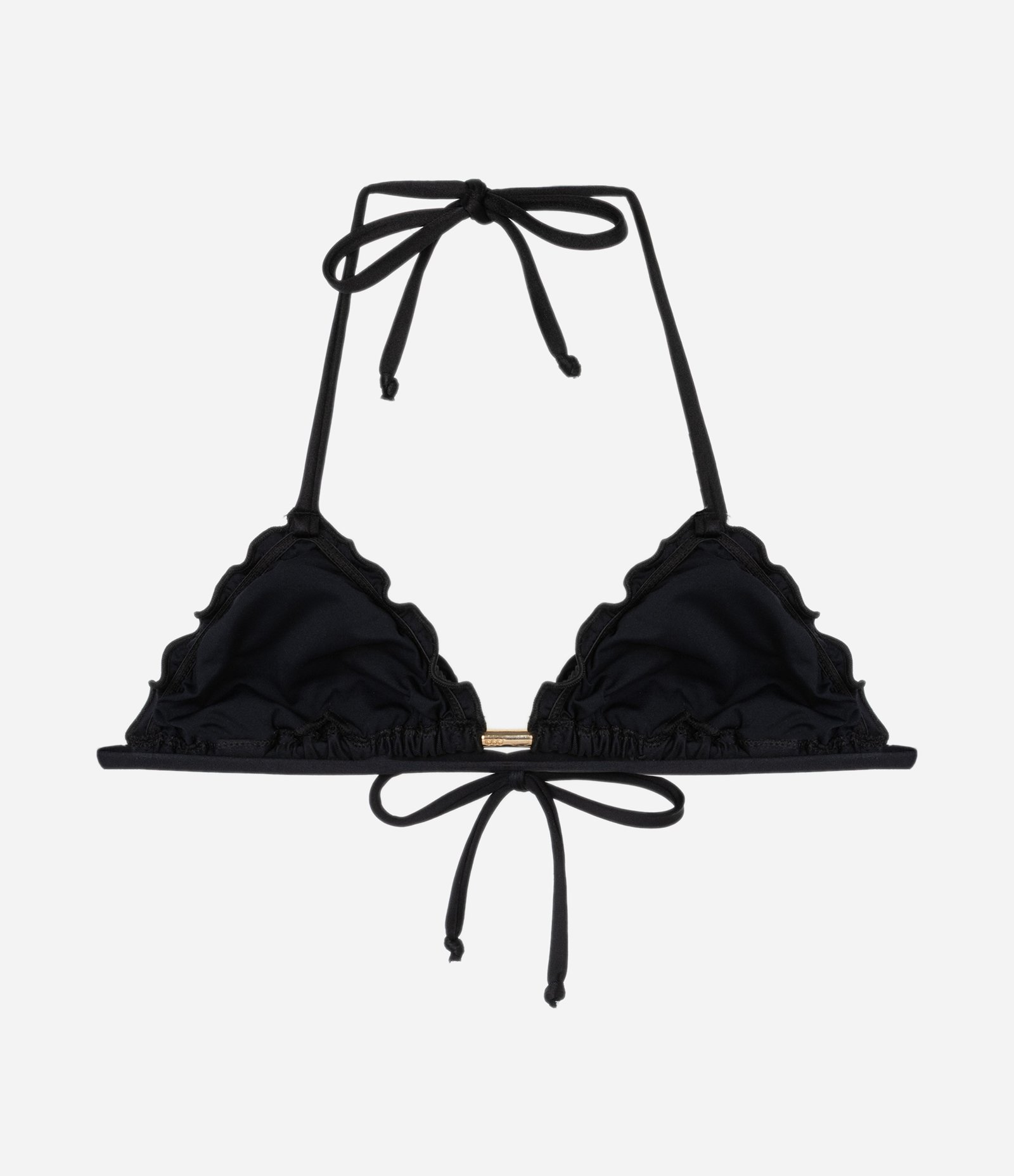 Biquíni Top Cortininha em Microfibra com Borda Frufru e Aviamento Metalizado Preto 2