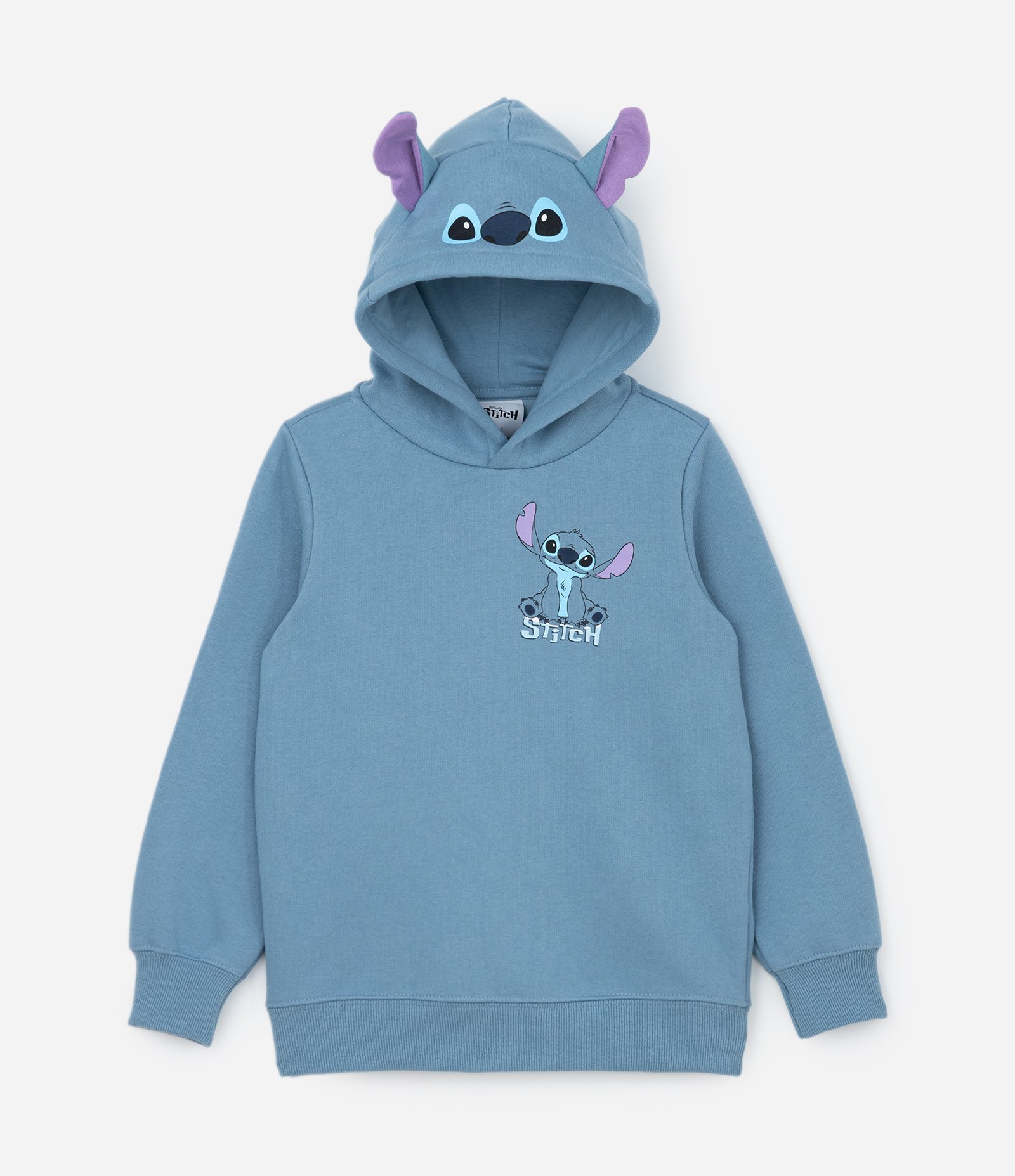 Casaco Infantil com Capuz e Orelhinhas do Stitch - Tam 4 a 10 Anos Azul 1