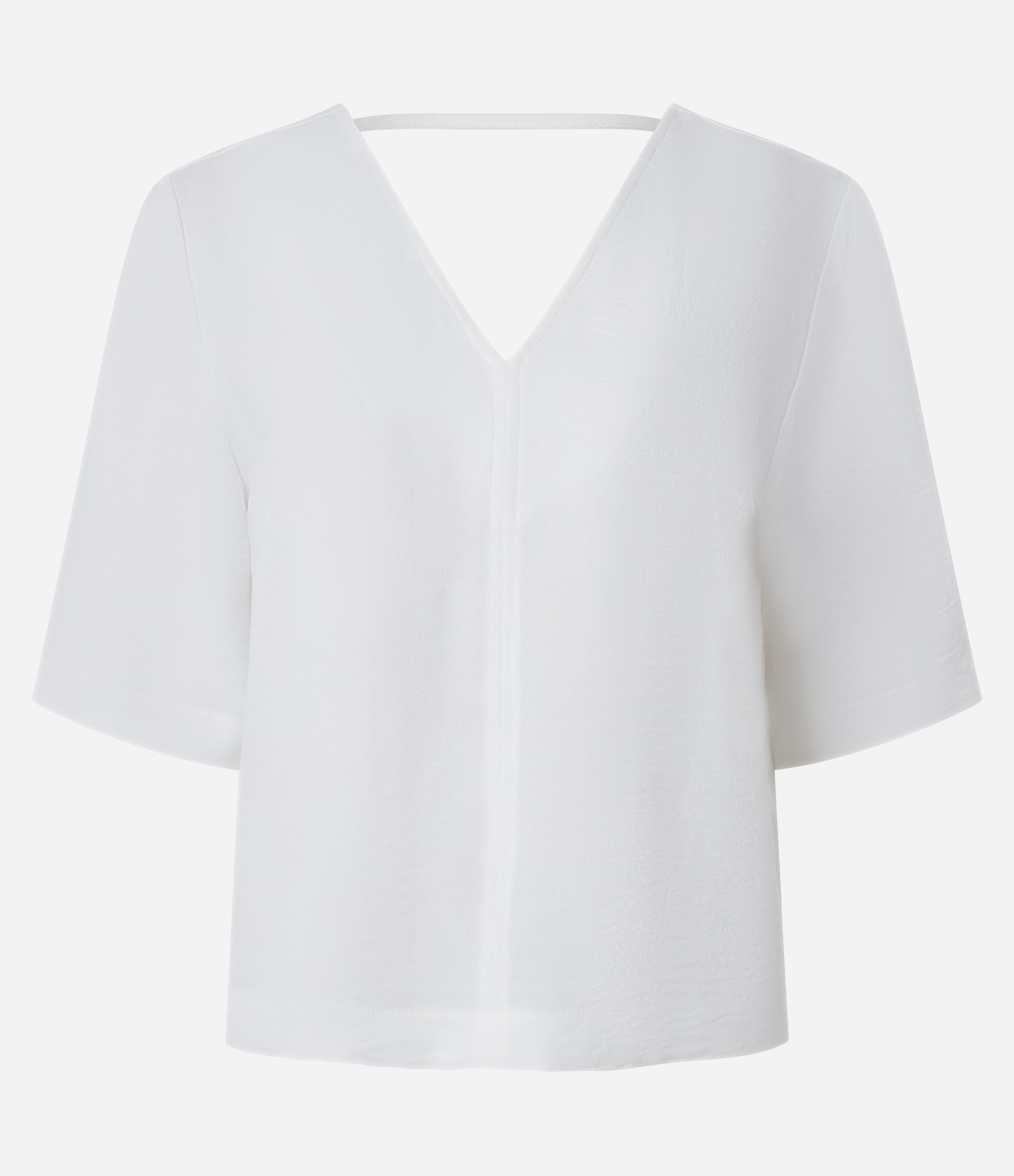Blusa Soltinha em Crepe com Decote V Branco 1