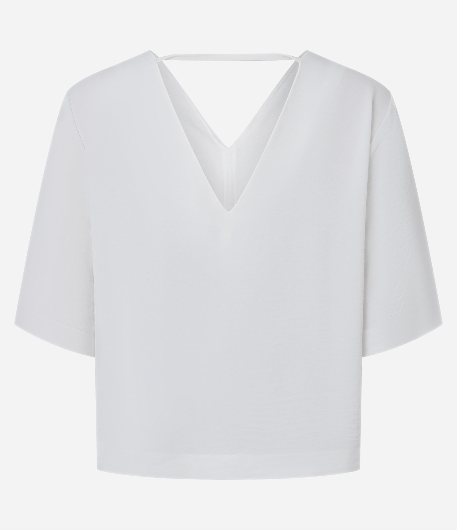 Blusa Soltinha em Crepe com Decote V Branco 2
