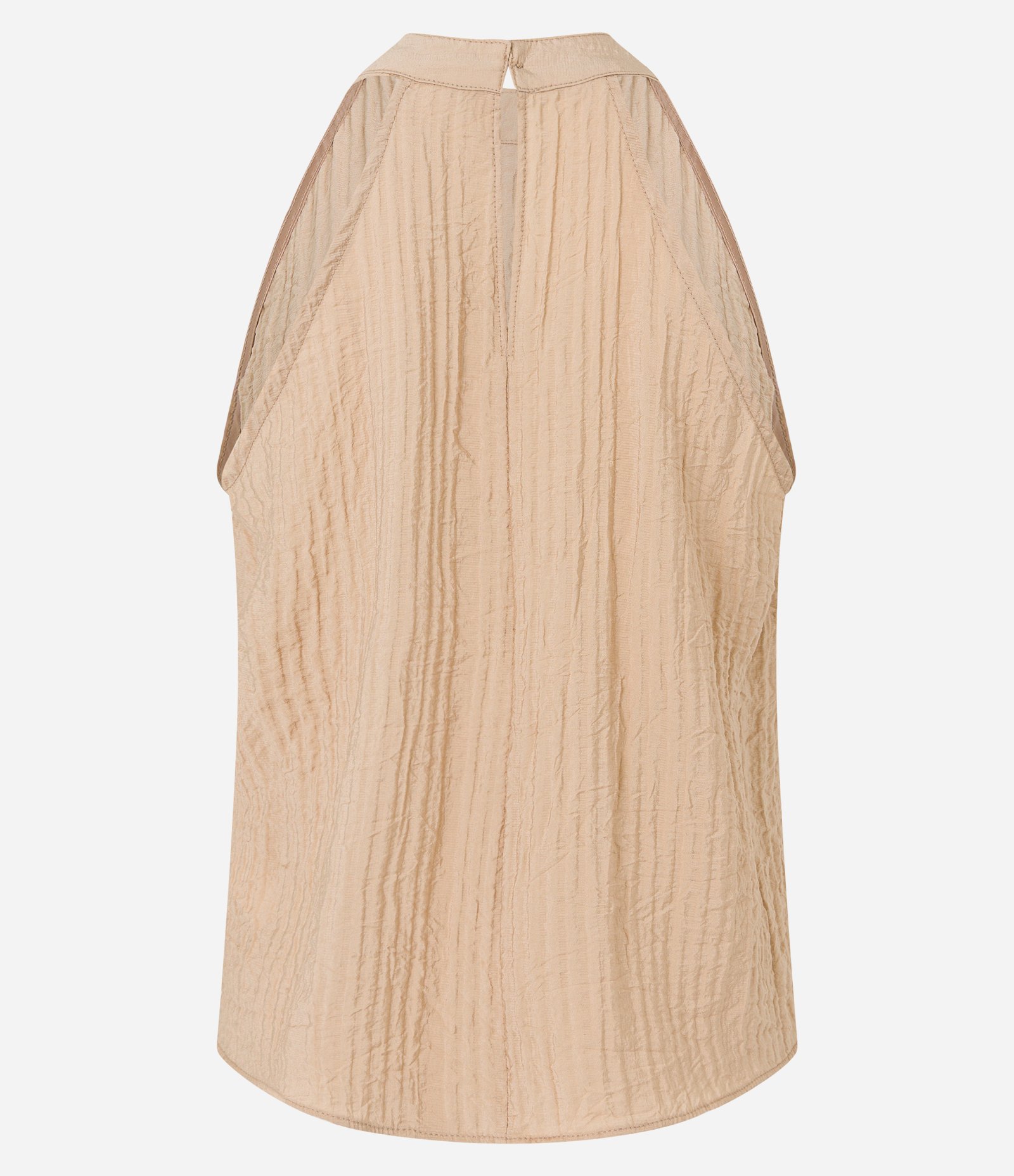 Blusa Texturizada em Anarruga com Gola Halter Bege Nude 2