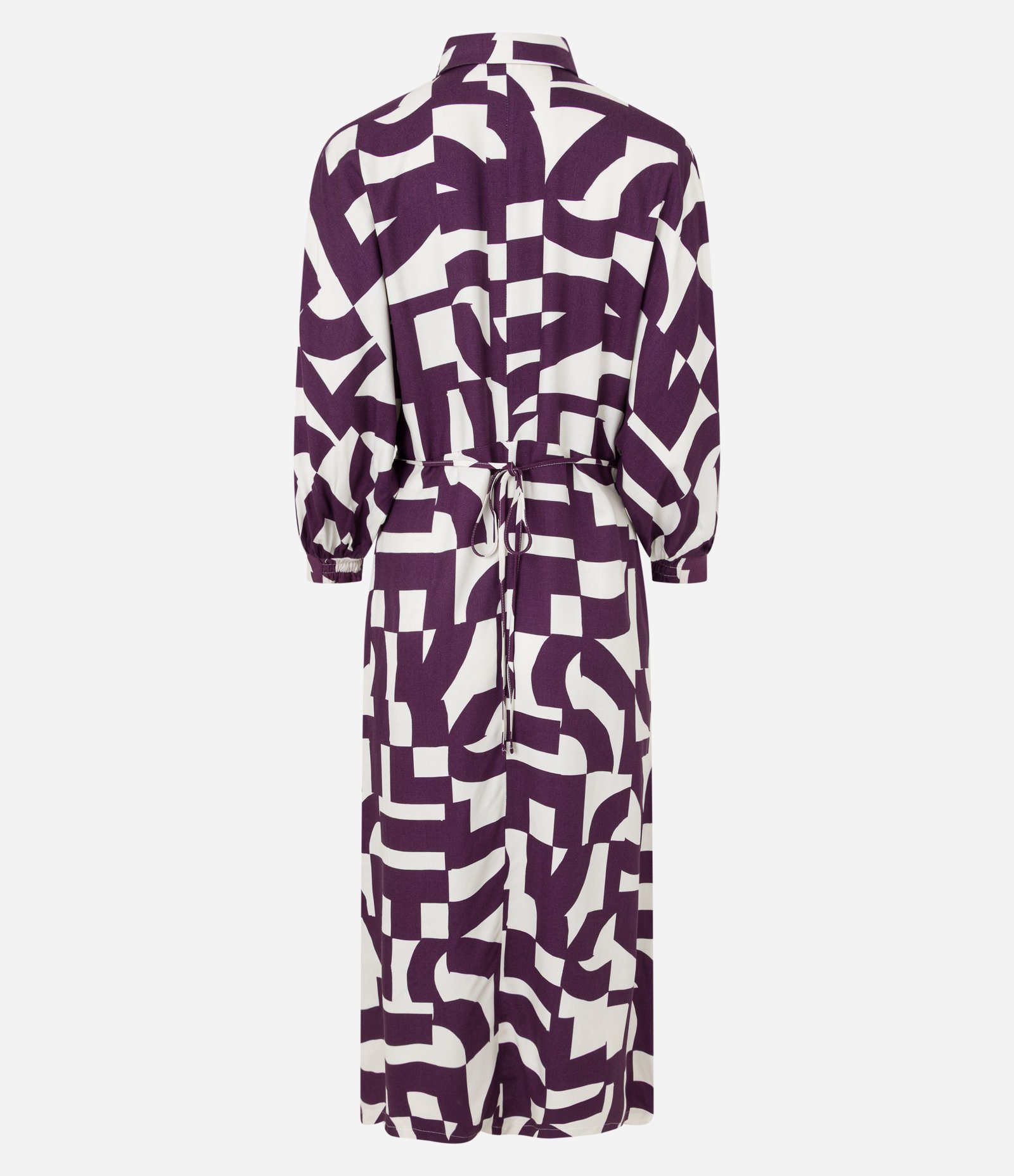 Vestido Longo em Viscolinho com Estampa Ladrilhos Bicolor Roxo/Off White 9