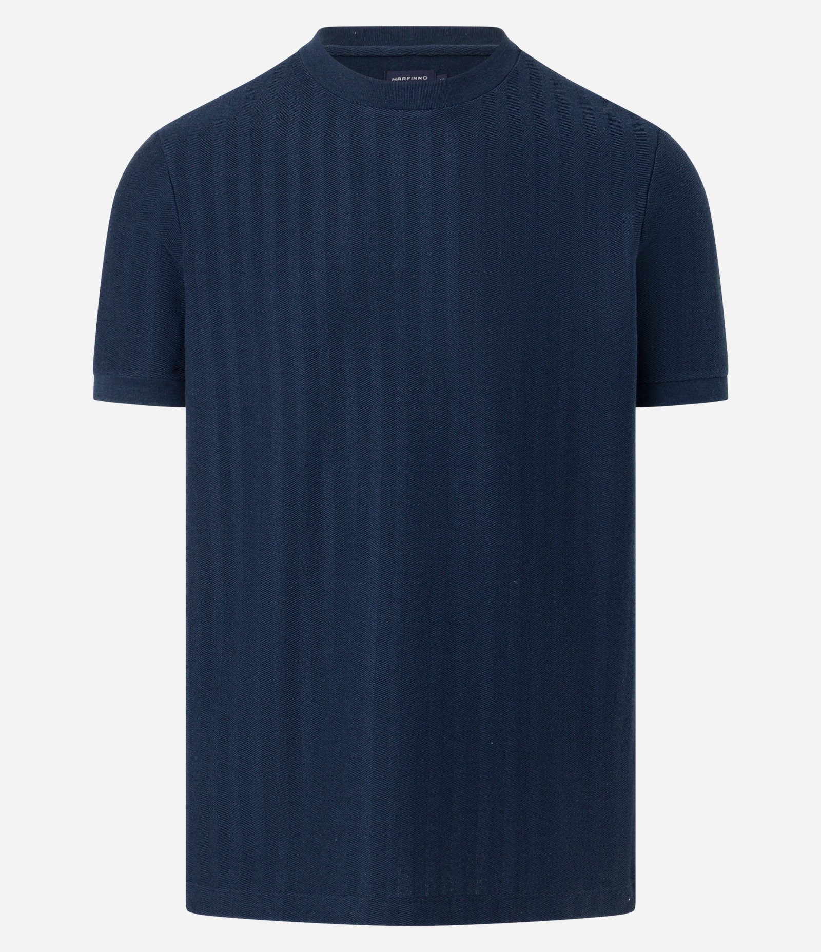 Camiseta Slim em Algodão com Textura Espinha de Peixe Azul 5