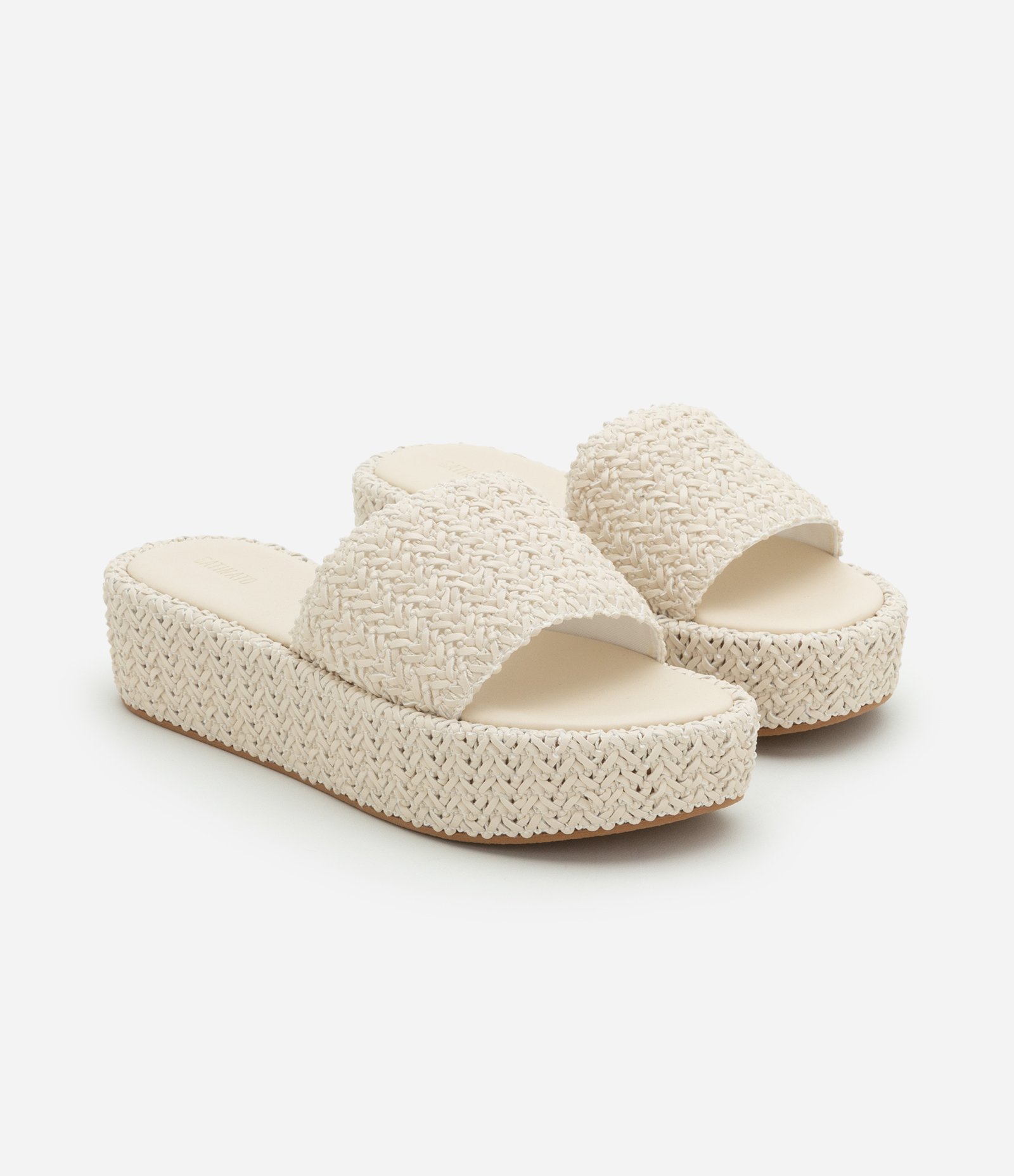 Sandália Flatform com Tressê Off White 2