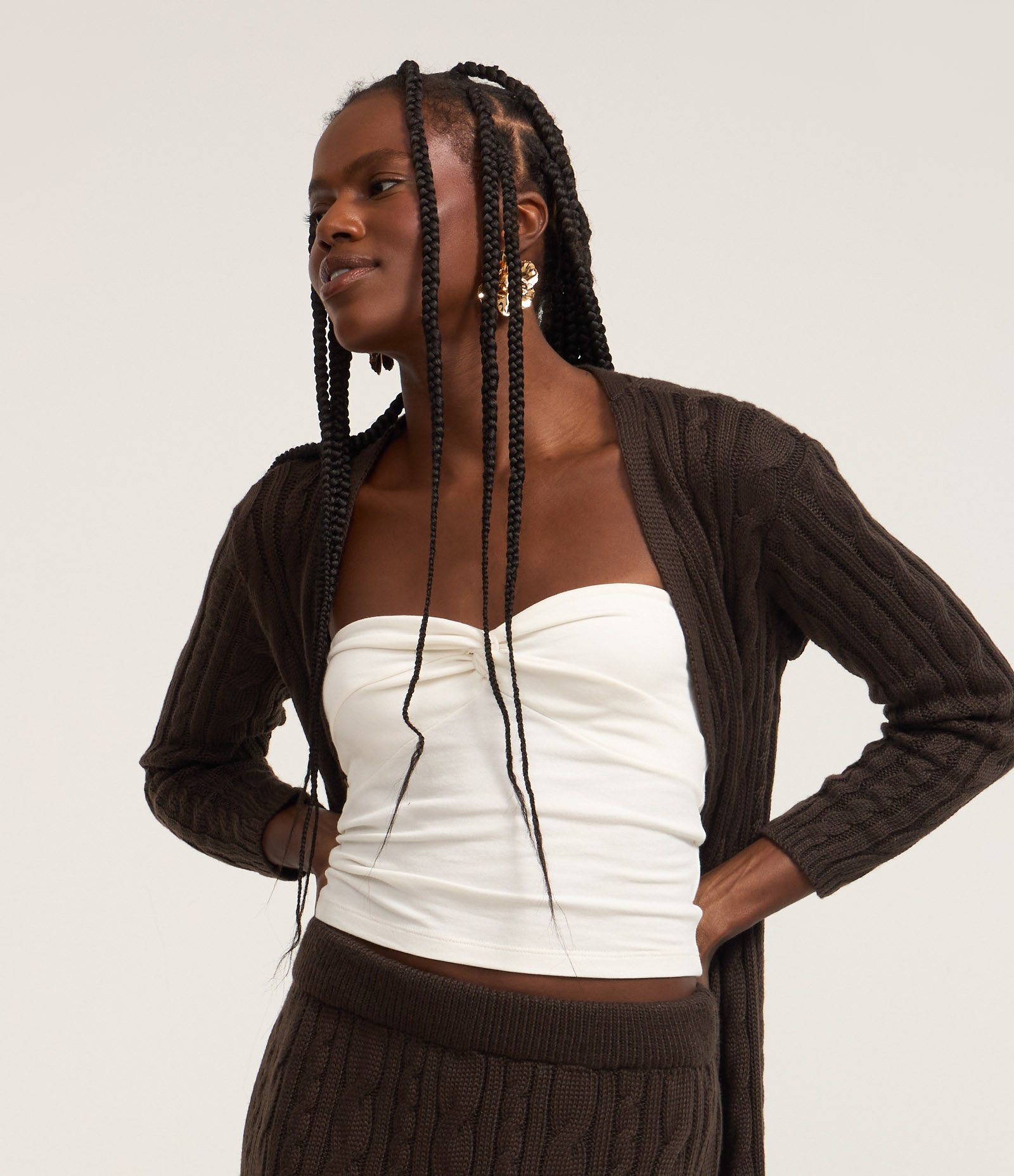 Blusa Tomara que Caia em Algodão com Detalhe de Nó no Decote Branco 1