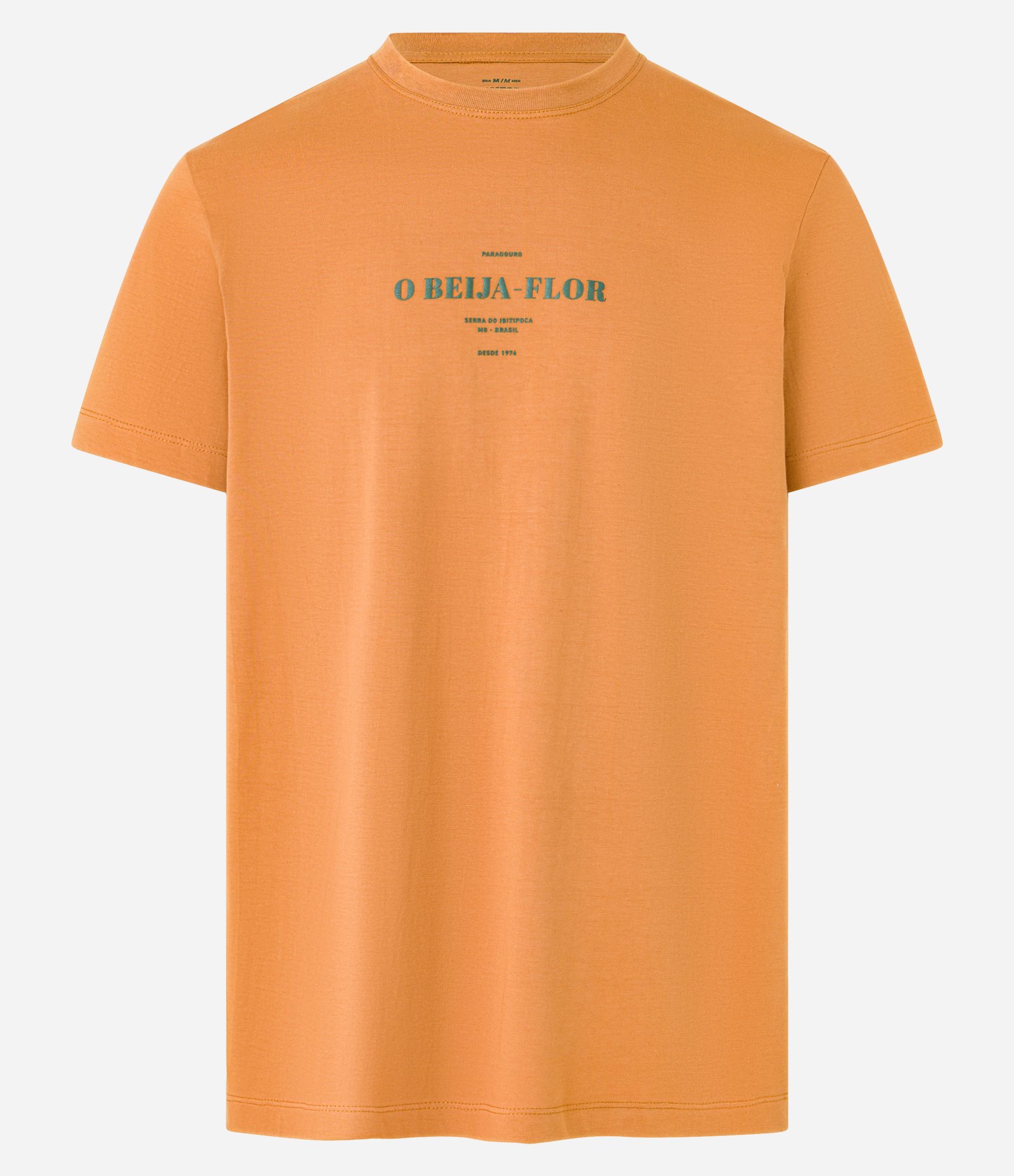 Camiseta em Algodão com Estampa Lettering O Beija - Flor Laranja 4