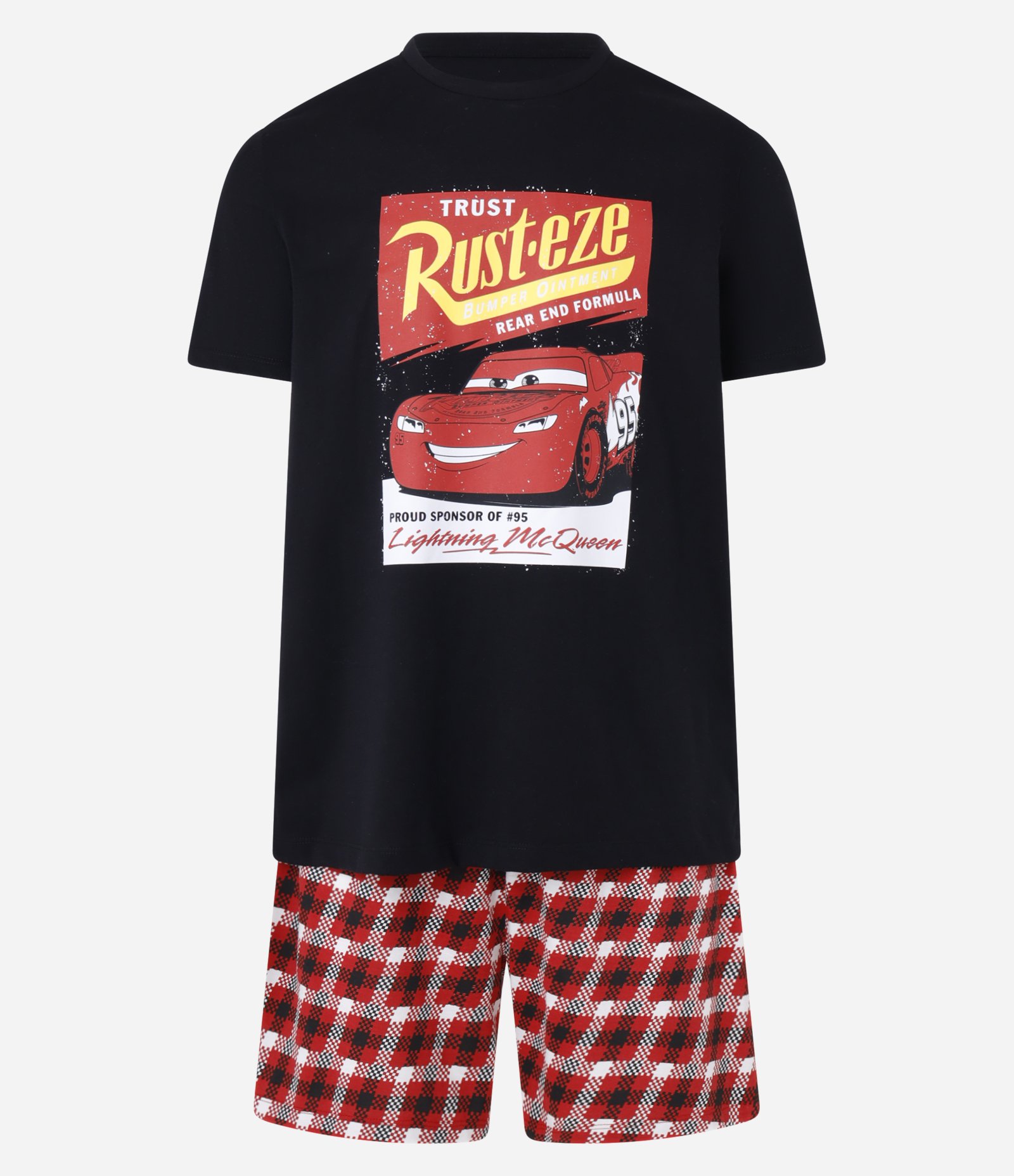 Pijama Curto em Algodão com Estampa do Carros Preto/Vermelho 1