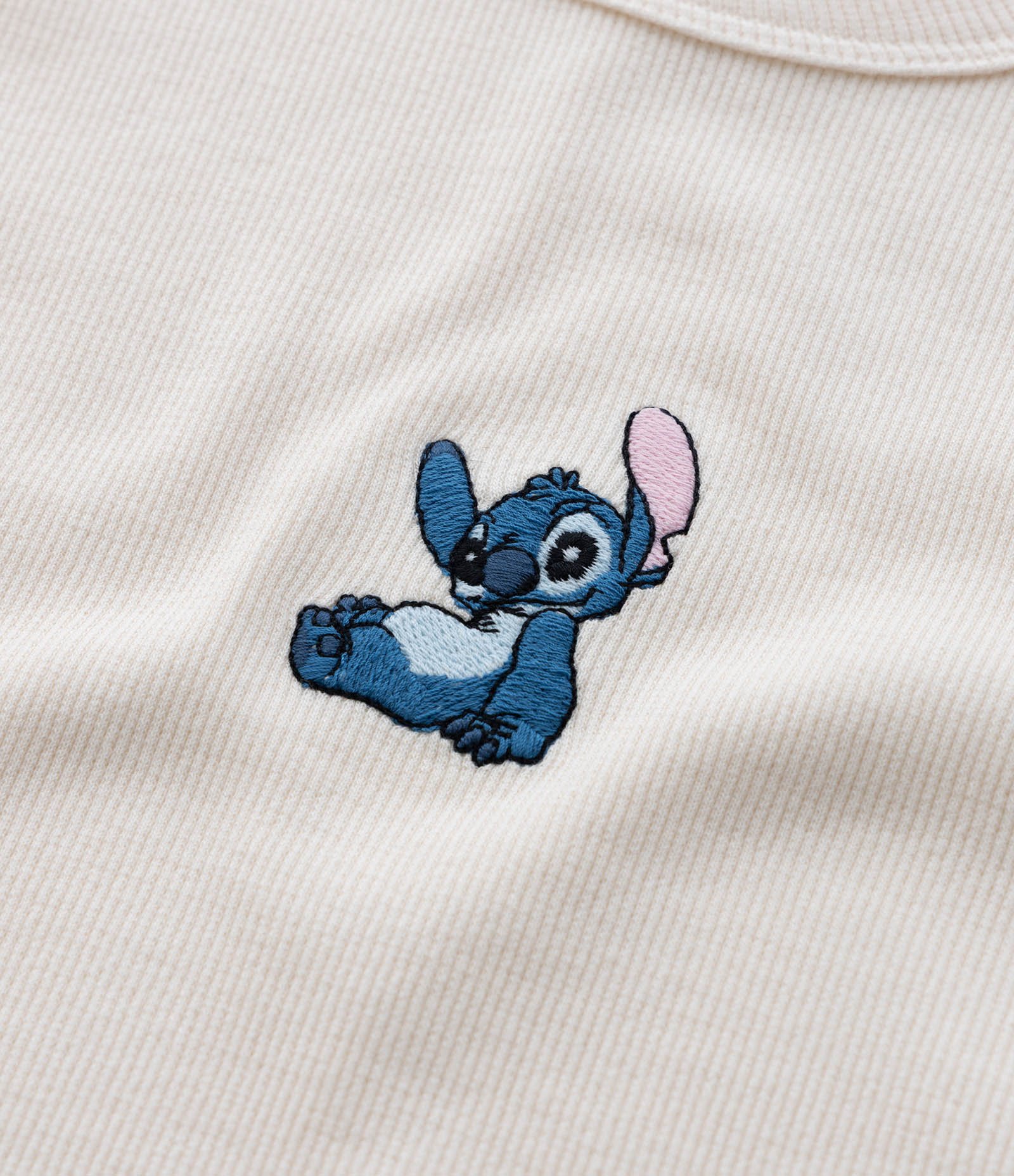 Camiseta Infantil Canelada com Bordado do Stitch - Tam 5 a 14 Anos Bege 6