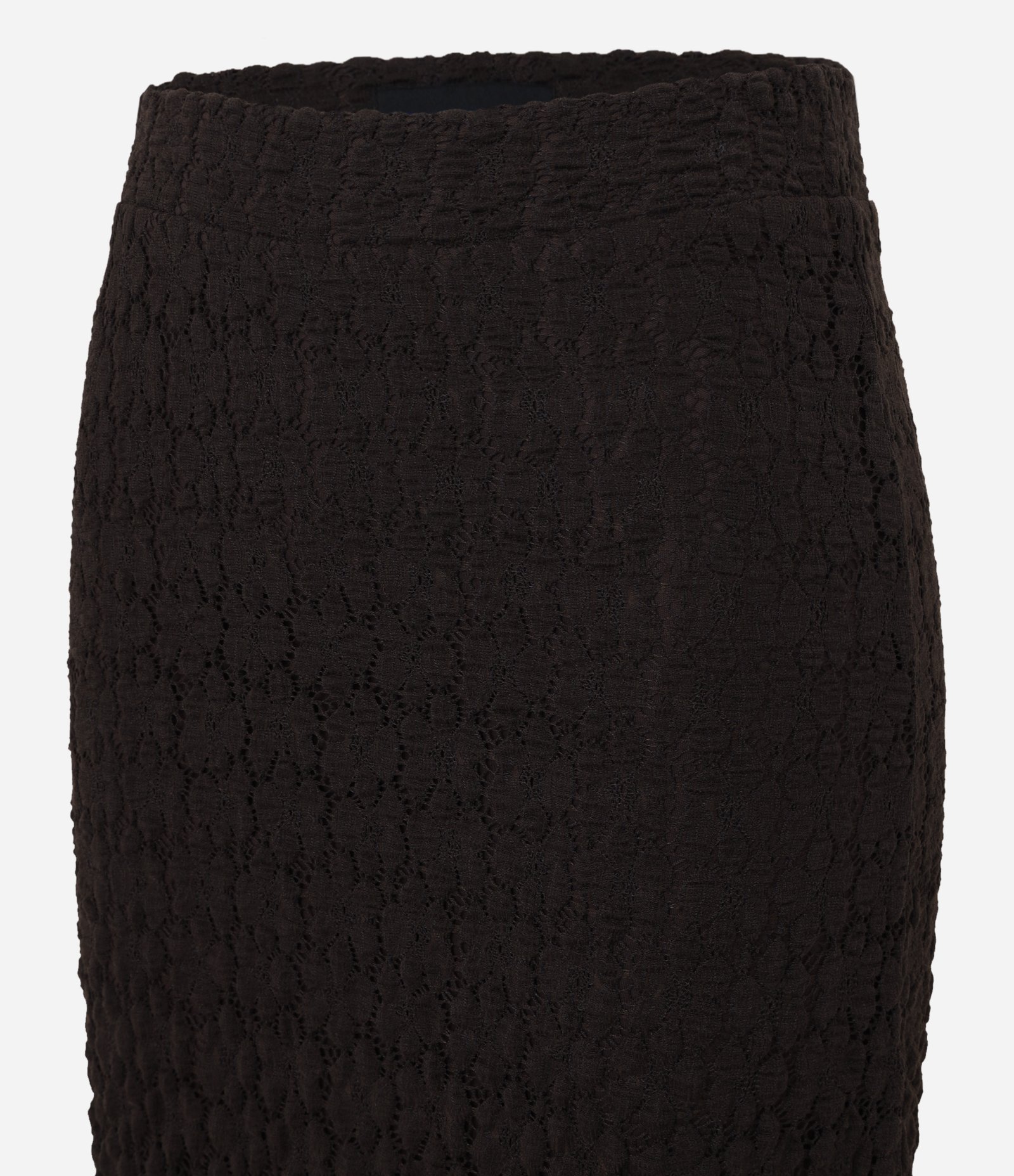 Saia Long Midi Reta Texturizada e com Fenda Marrom 7