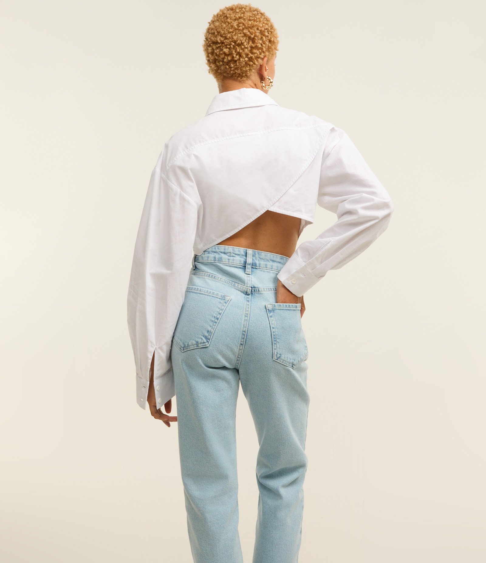 Calça Reta Elastizada em Jeans com Cintura Alta e Efeito Marmorizado Azul 2