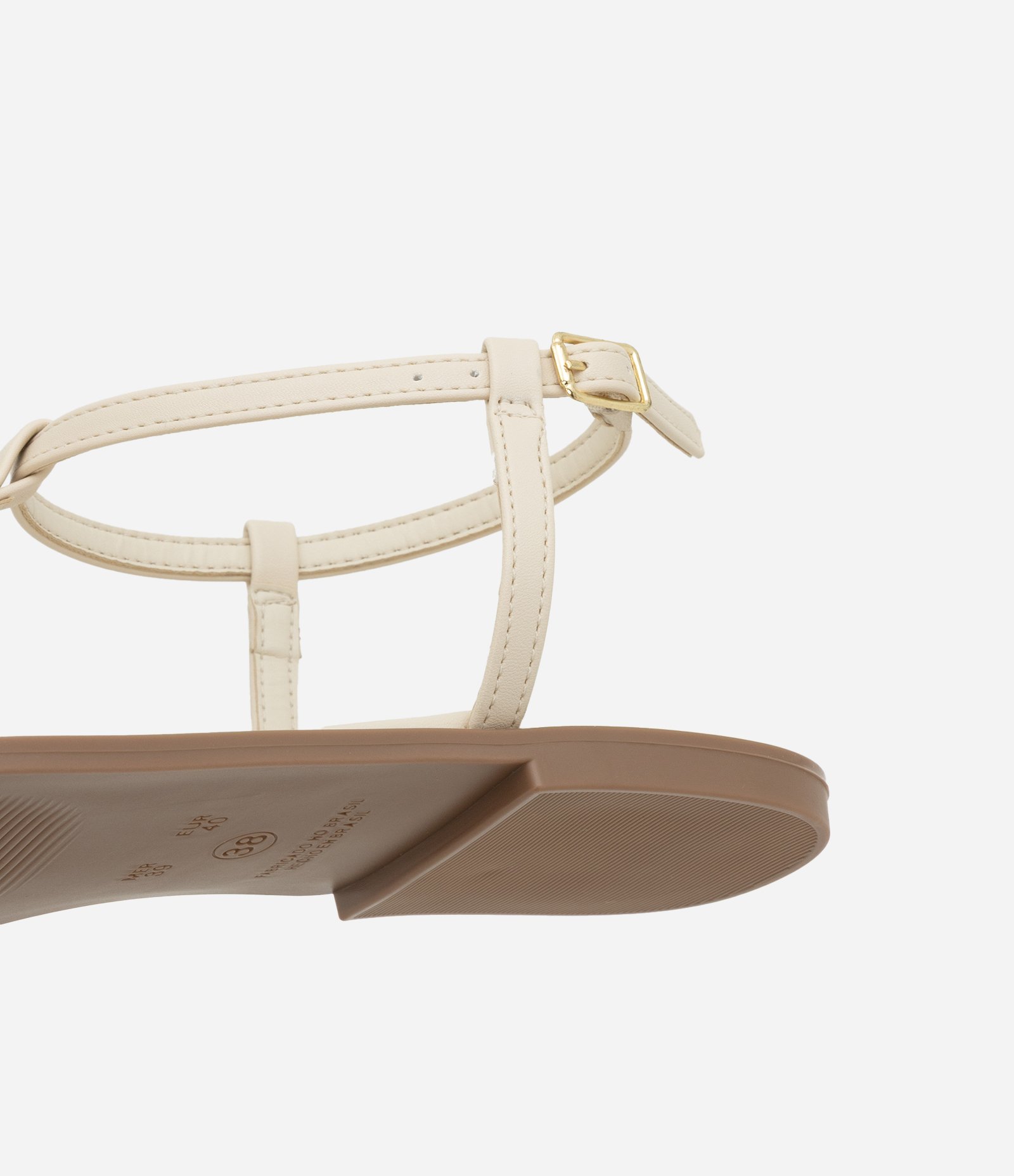 Rasteira em PU Liso com Detalhe Orgânico em Metal Off White 5