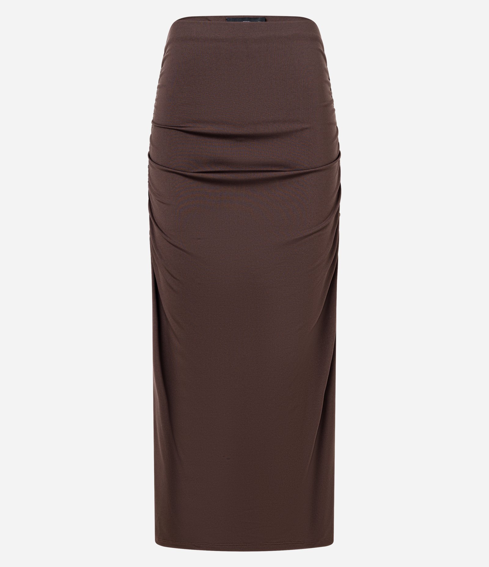 Saia New Midi com Franzidos e Fenda Marrom 7