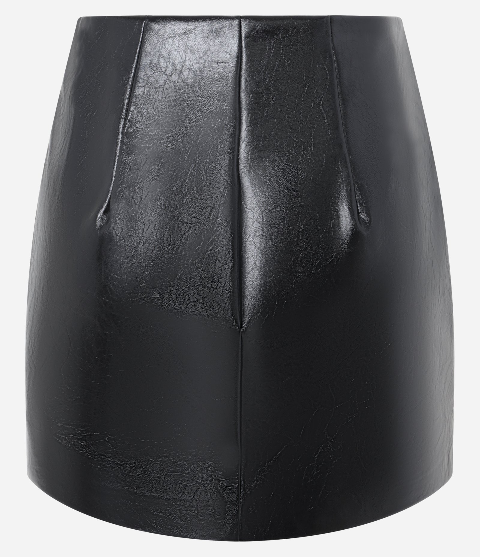 Saia Curta em PU Texturizada e Zíper Lateral Preto 7