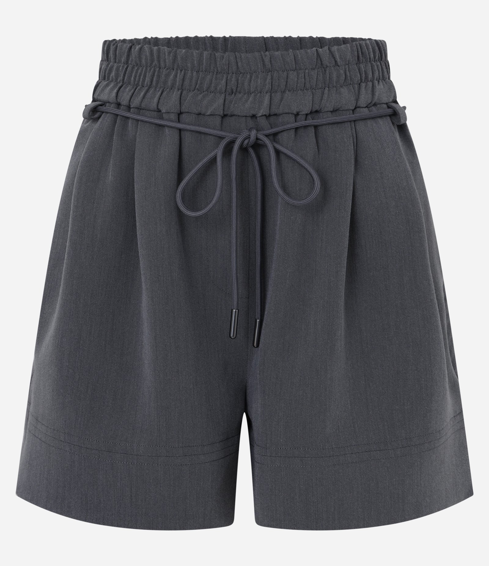 Short Alfaiatado Cintura Alta com Amarração e Elástico no Cós Cinza 5