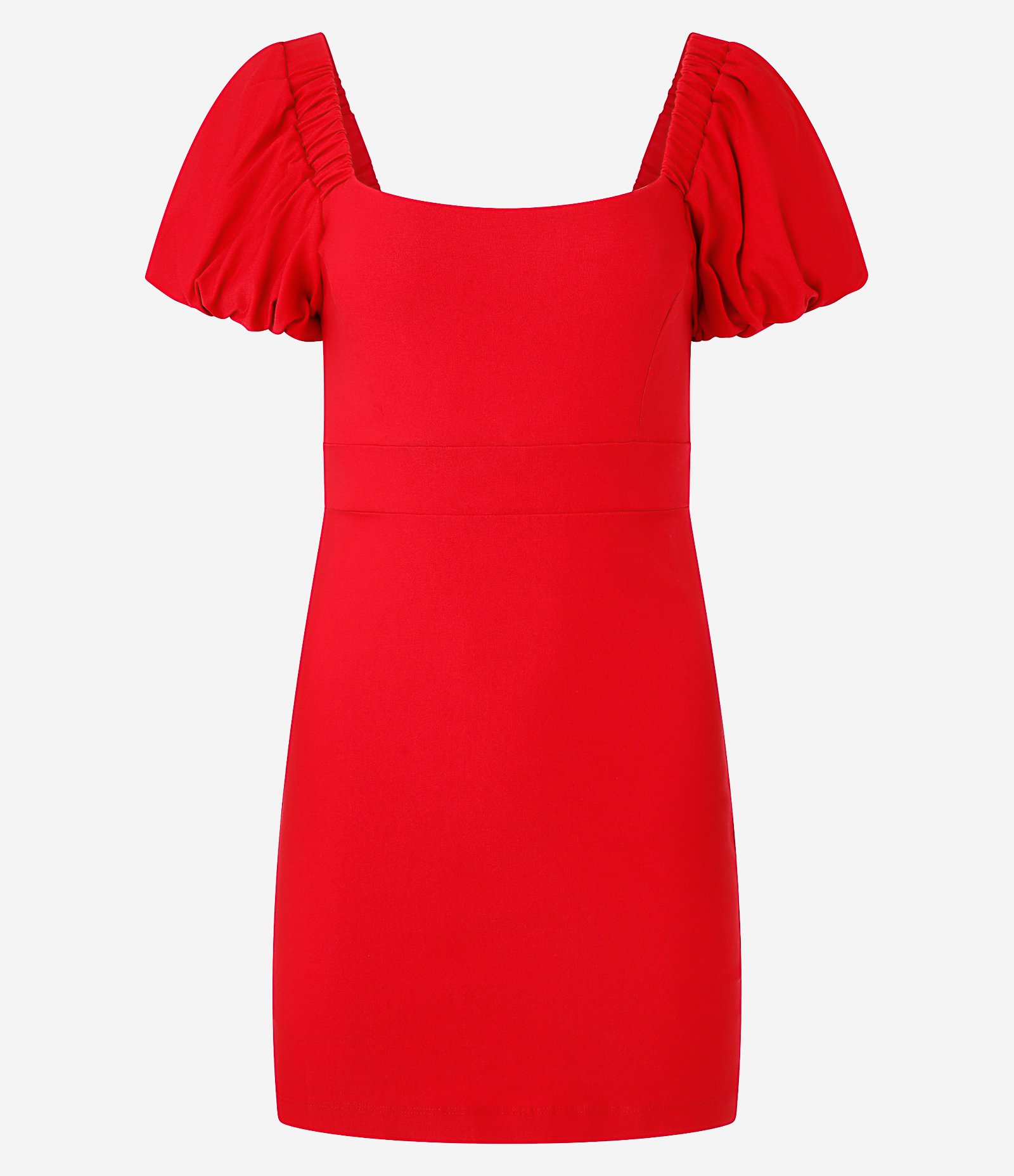 Vestido Curto em Bengaline com Manga Bufante Vermelho 5