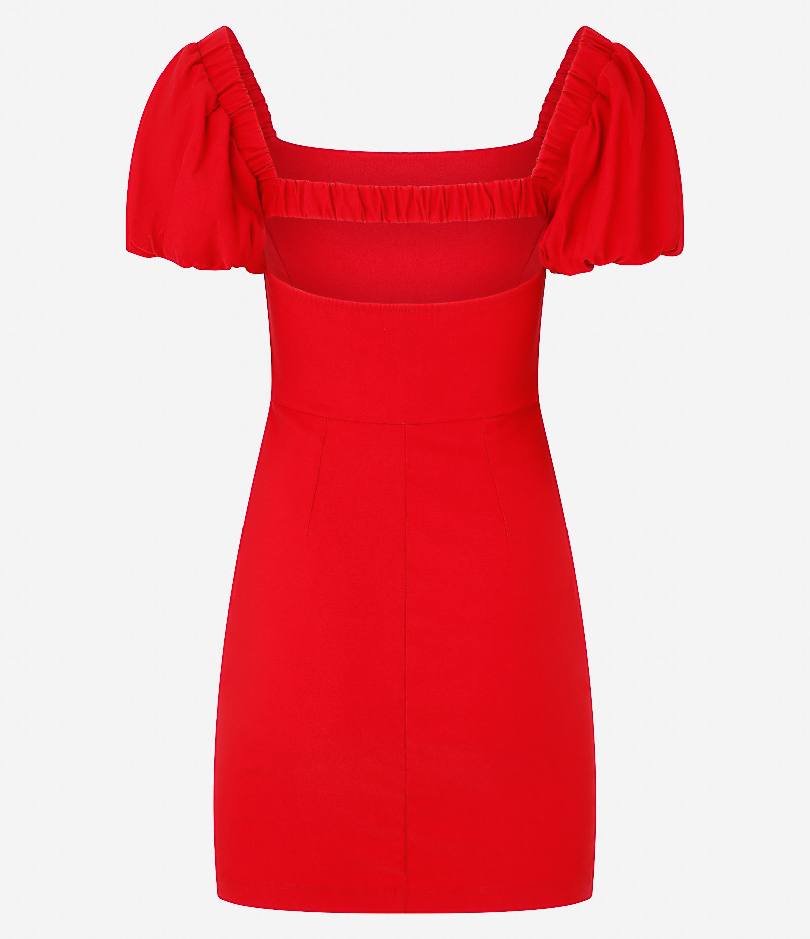 Vestido Curto em Bengaline com Manga Bufante Vermelho 6