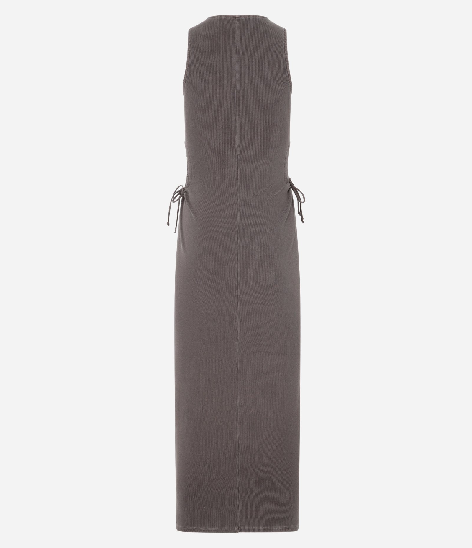 Vestido Midi em Ribana Sem Manga com Aberturas Laterais Cinza 7