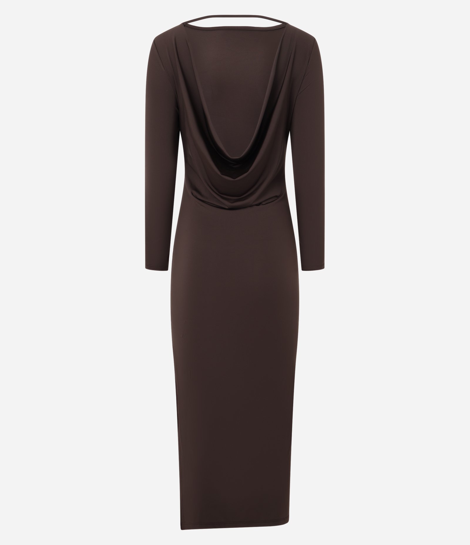 Vestido New Midi em Malha com Decote Degagê nas Costas Marrom 7