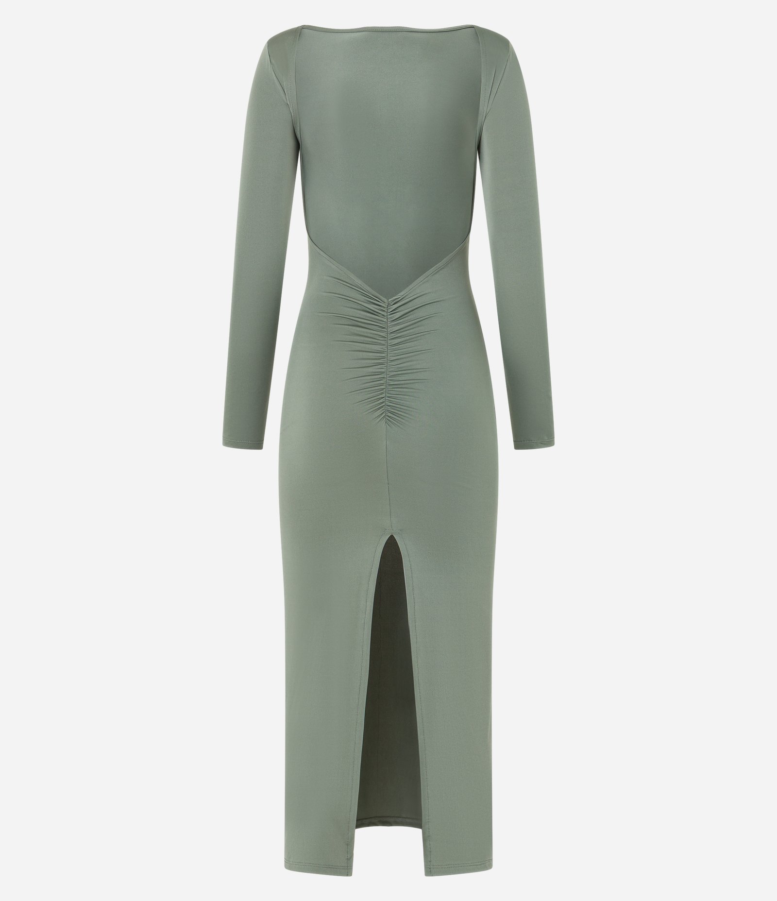 Vestido New Midi com Decote nas Costas e Fenda Verde 5