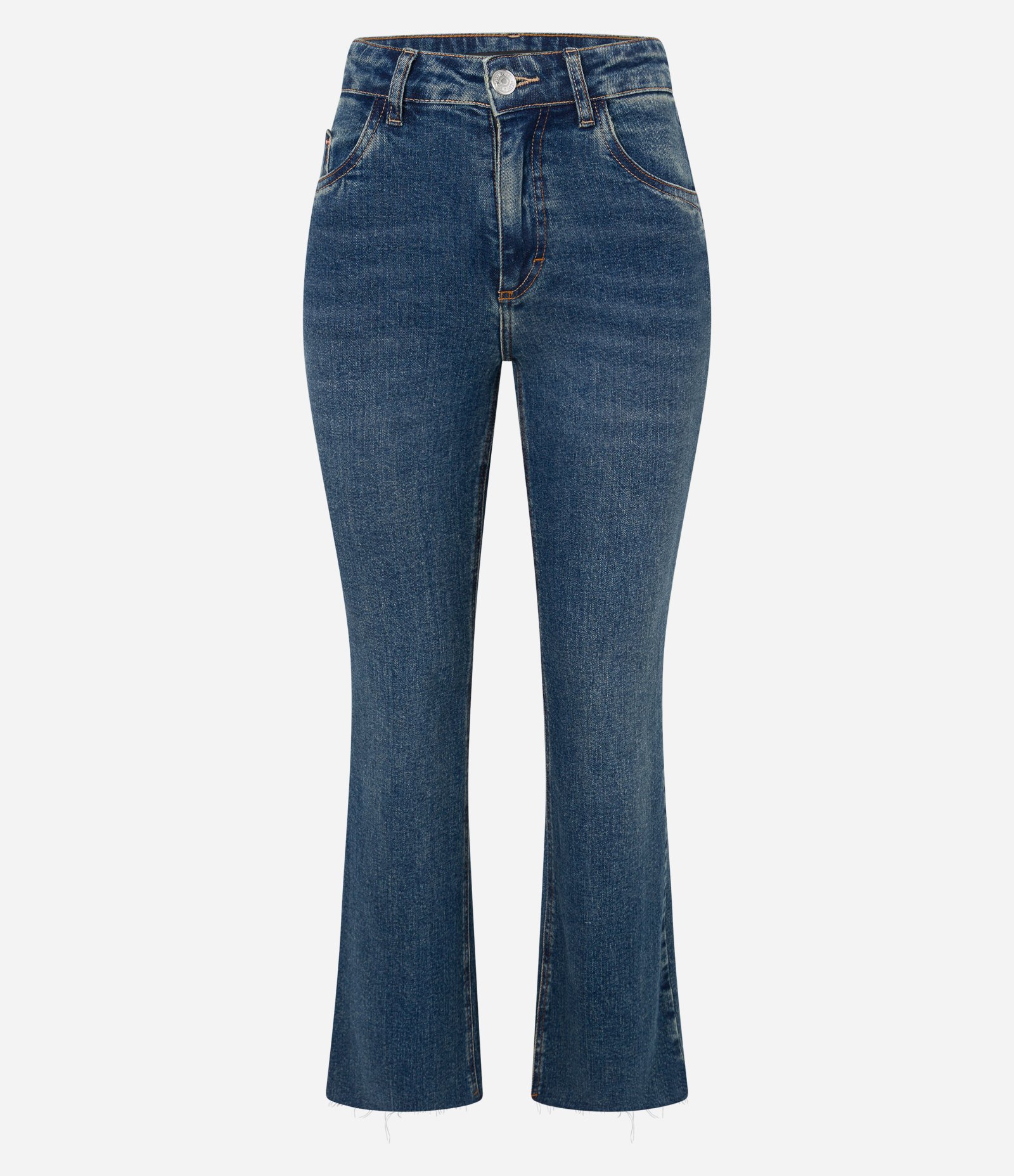 Calça Flare Cropped em Jeans com Barra a Fio Azul Escuro 6