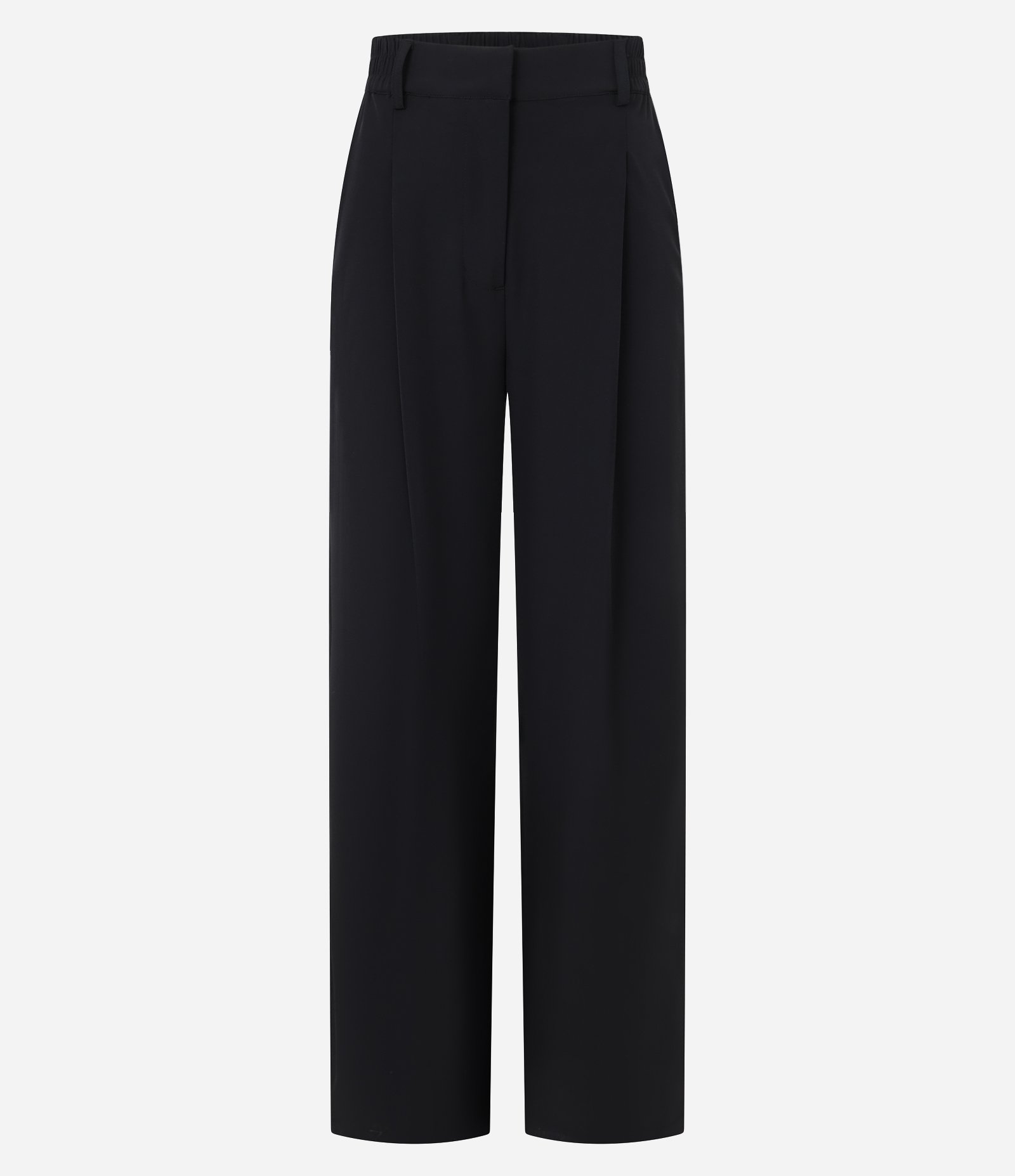 Calça Reta Alfaiatada com Passantes e Elástico no Cós Preto 7