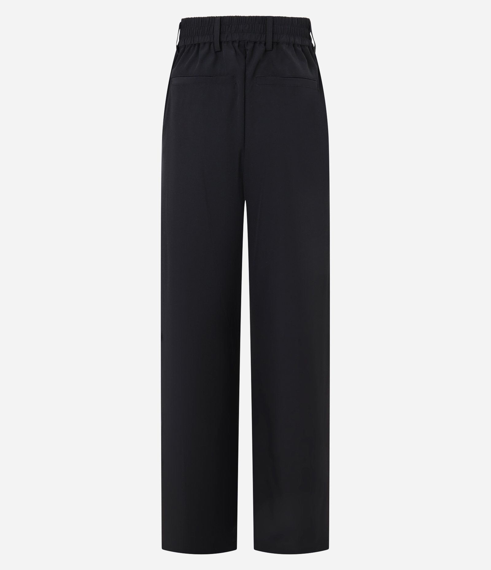 Calça Reta Alfaiatada com Passantes e Elástico no Cós Preto 8