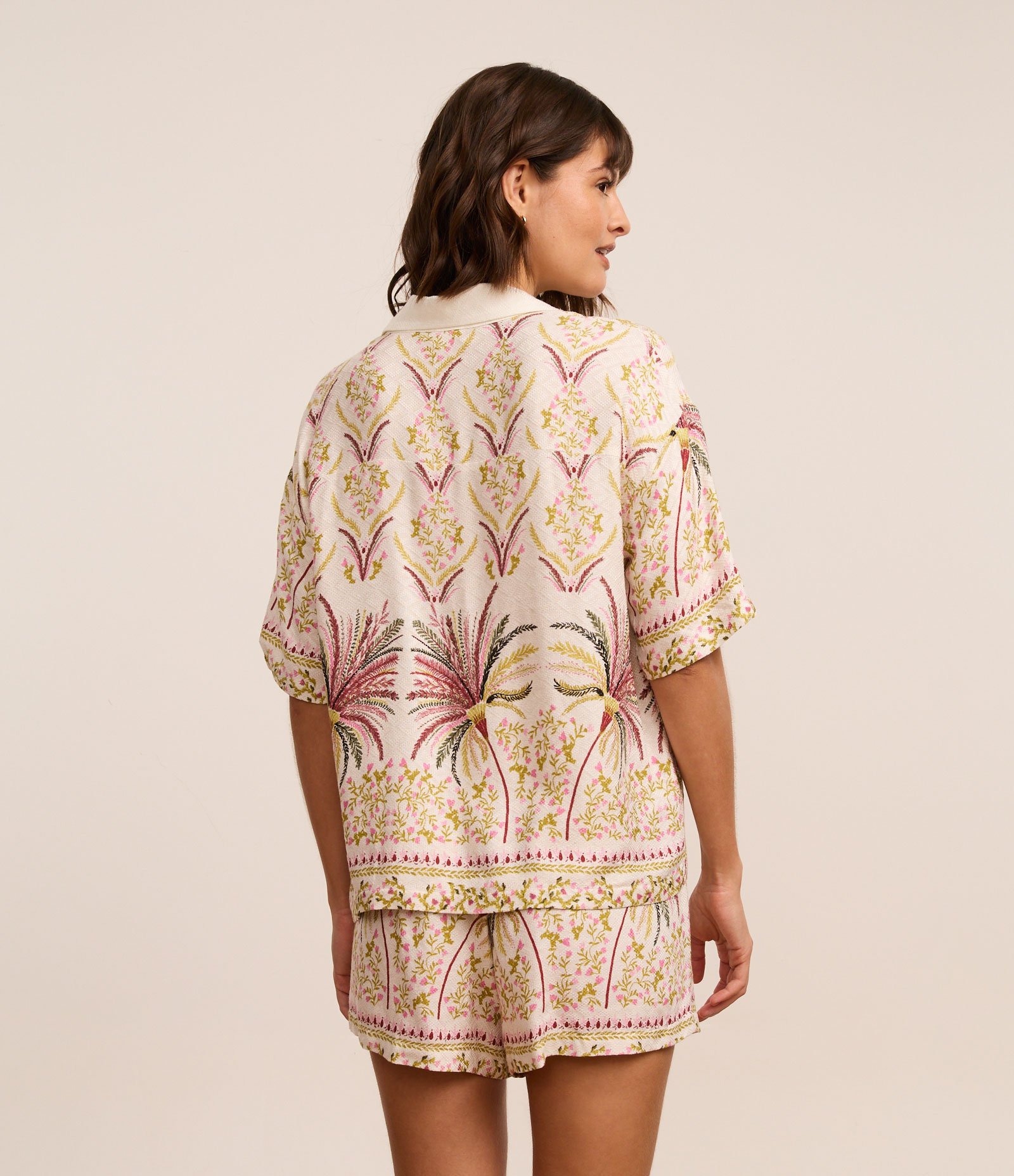 Pijama Short Doll Americano em Tricoline com Estampa Tropical Multicores 5