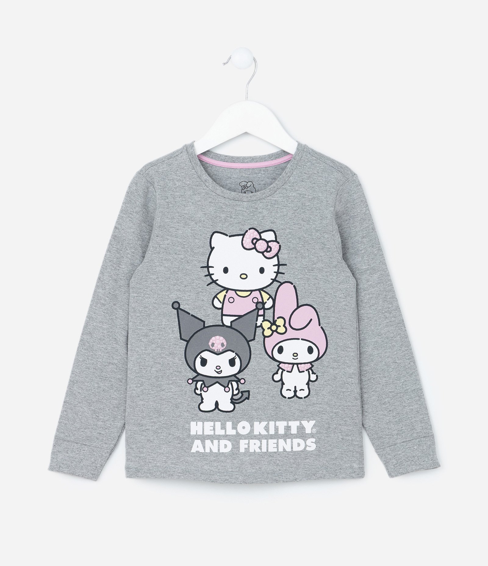 Pijama Infantil com Estampa Hello Kitty e Amigas - Tam 5 a14 Anos Cinza 2