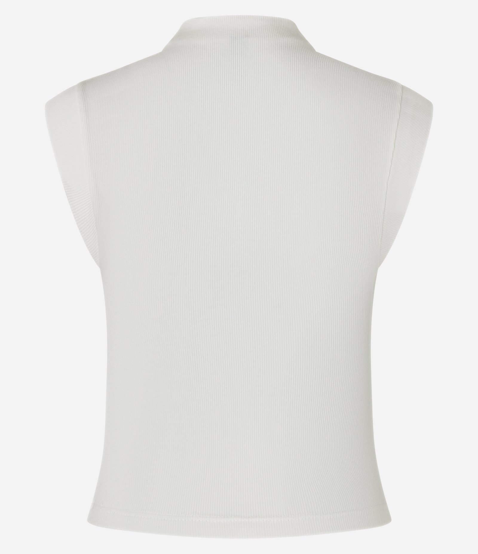 Blusa em Ribana com Golinha Alta e Cava Estendida Off White 6