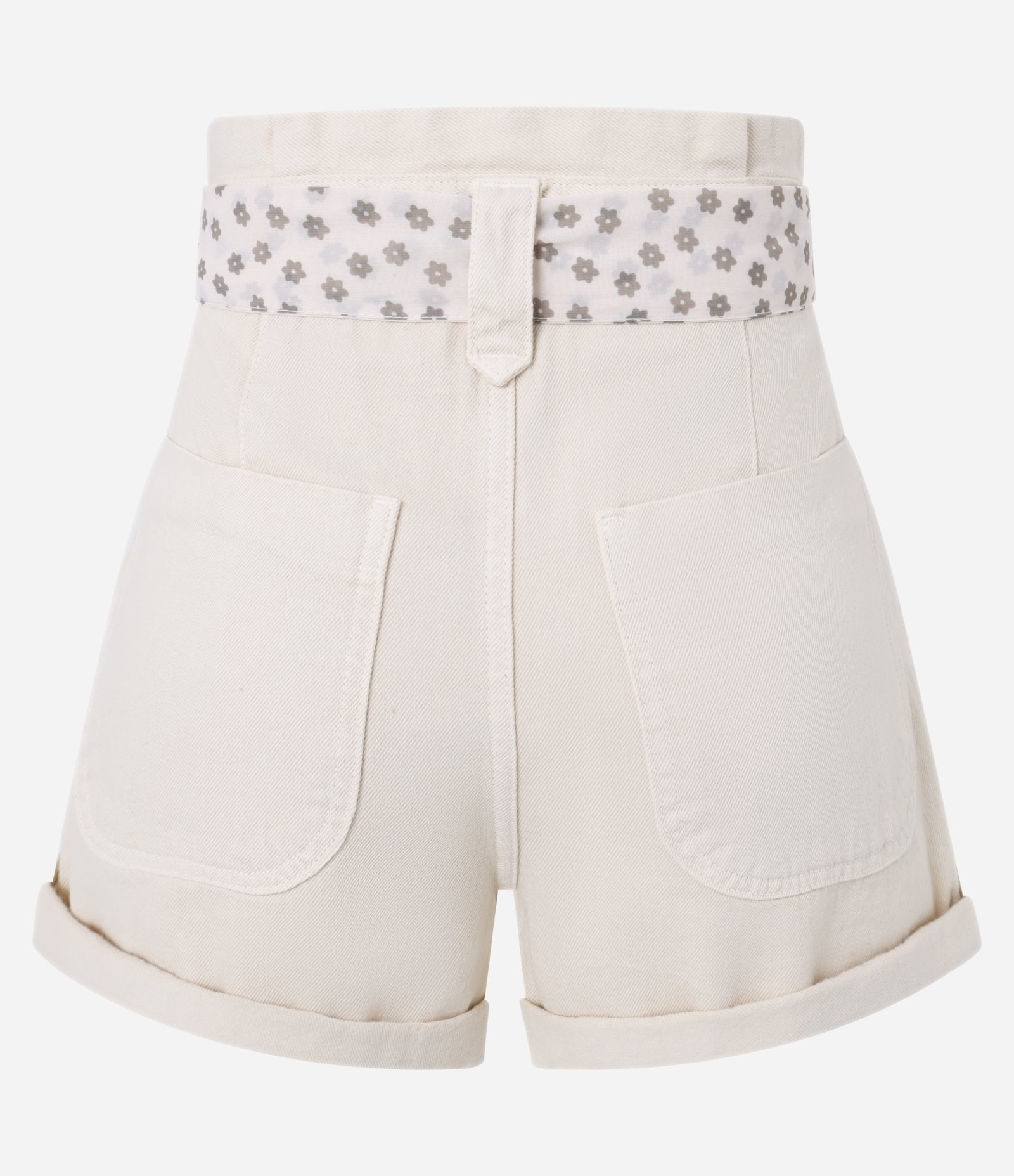 Short Mom em Sarja com Cinto Lenço e Barra Dobrada Bege 6