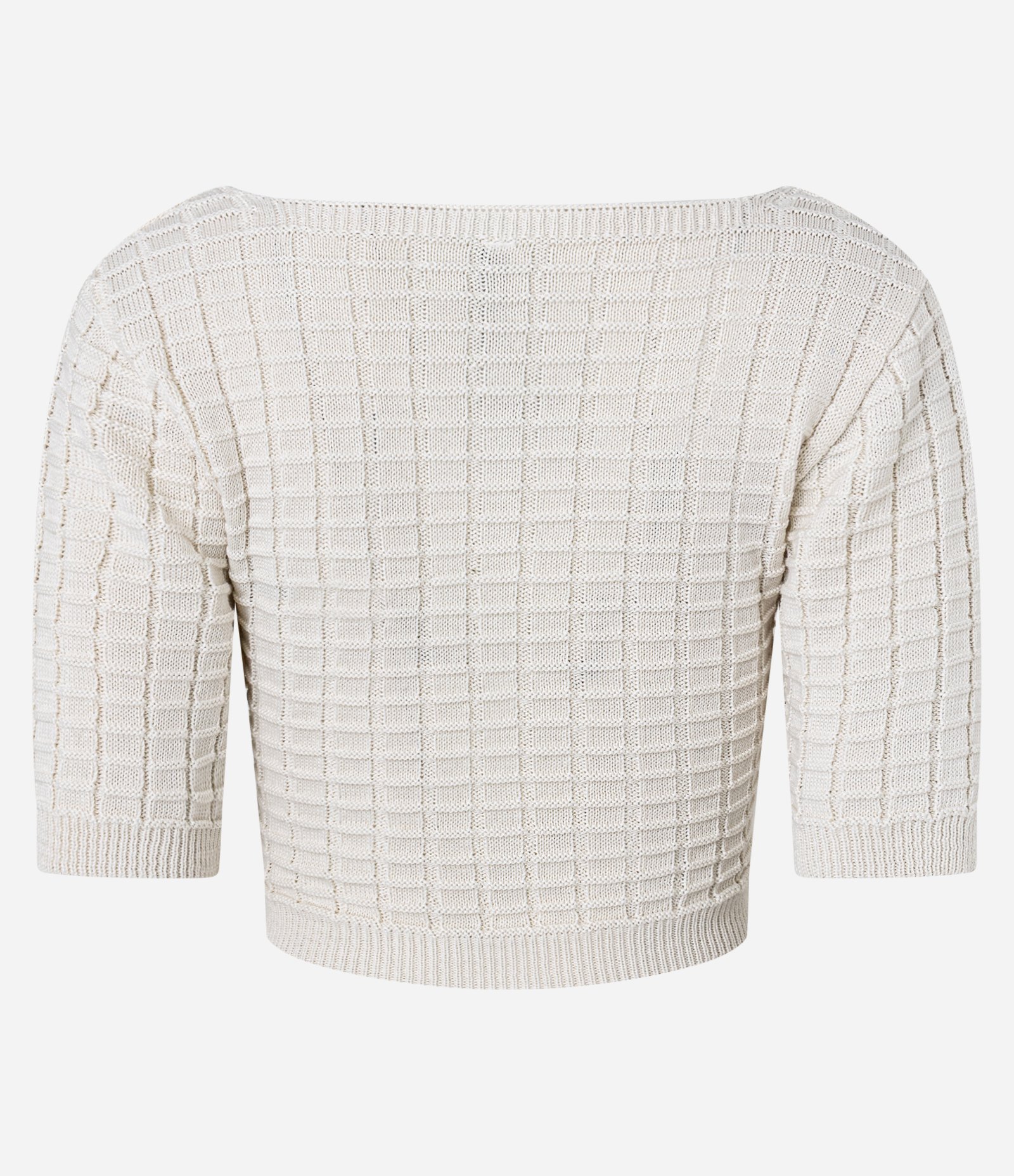 Blusa em Tricô com Decote V Transpassado e Texturas Branco Neve 6