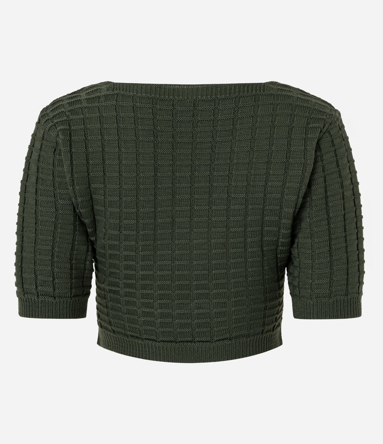 Blusa em Tricô com Decote V Transpassado e Texturas Verde 6